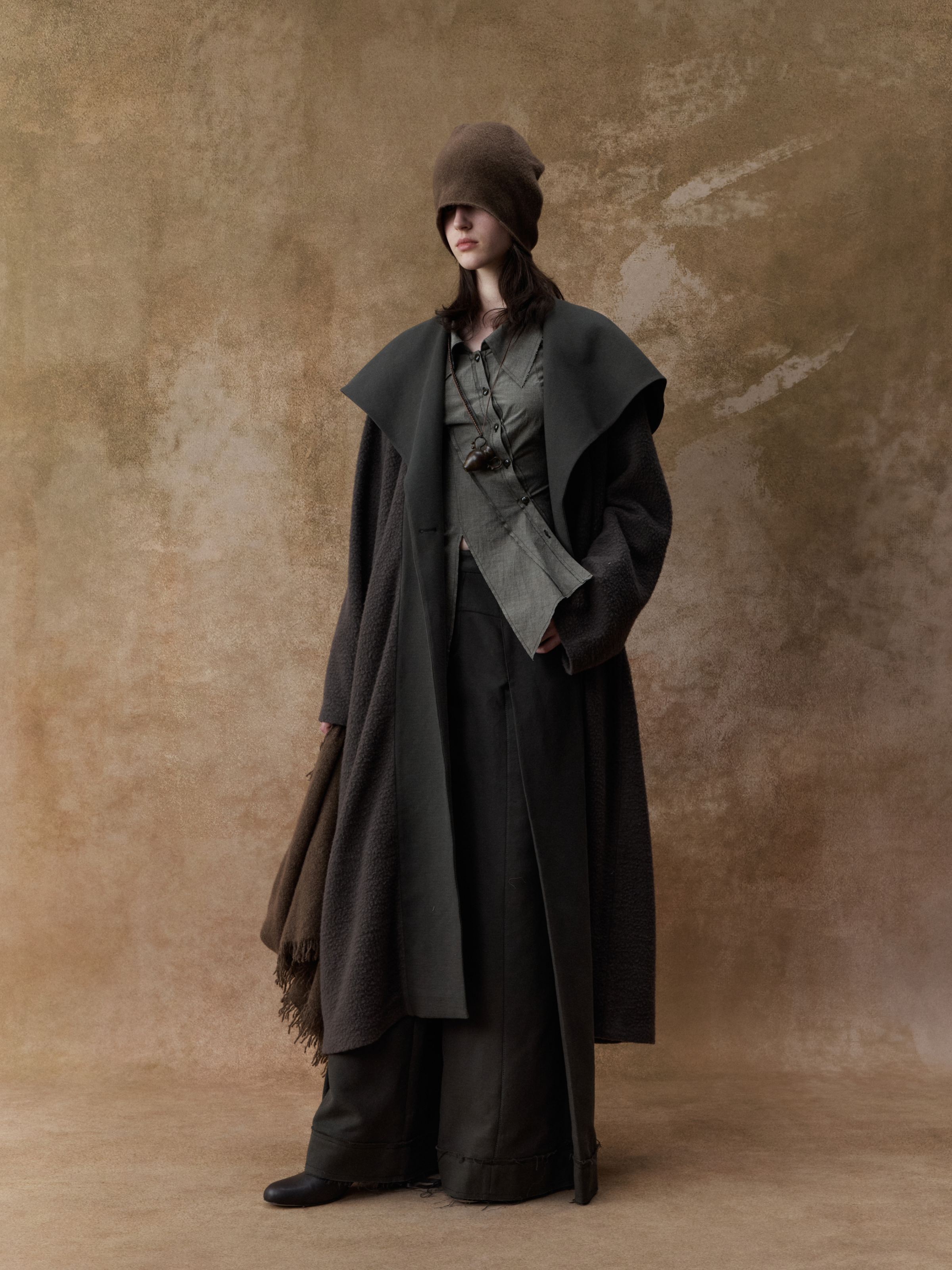 Gray-green Sailor Collar Coat