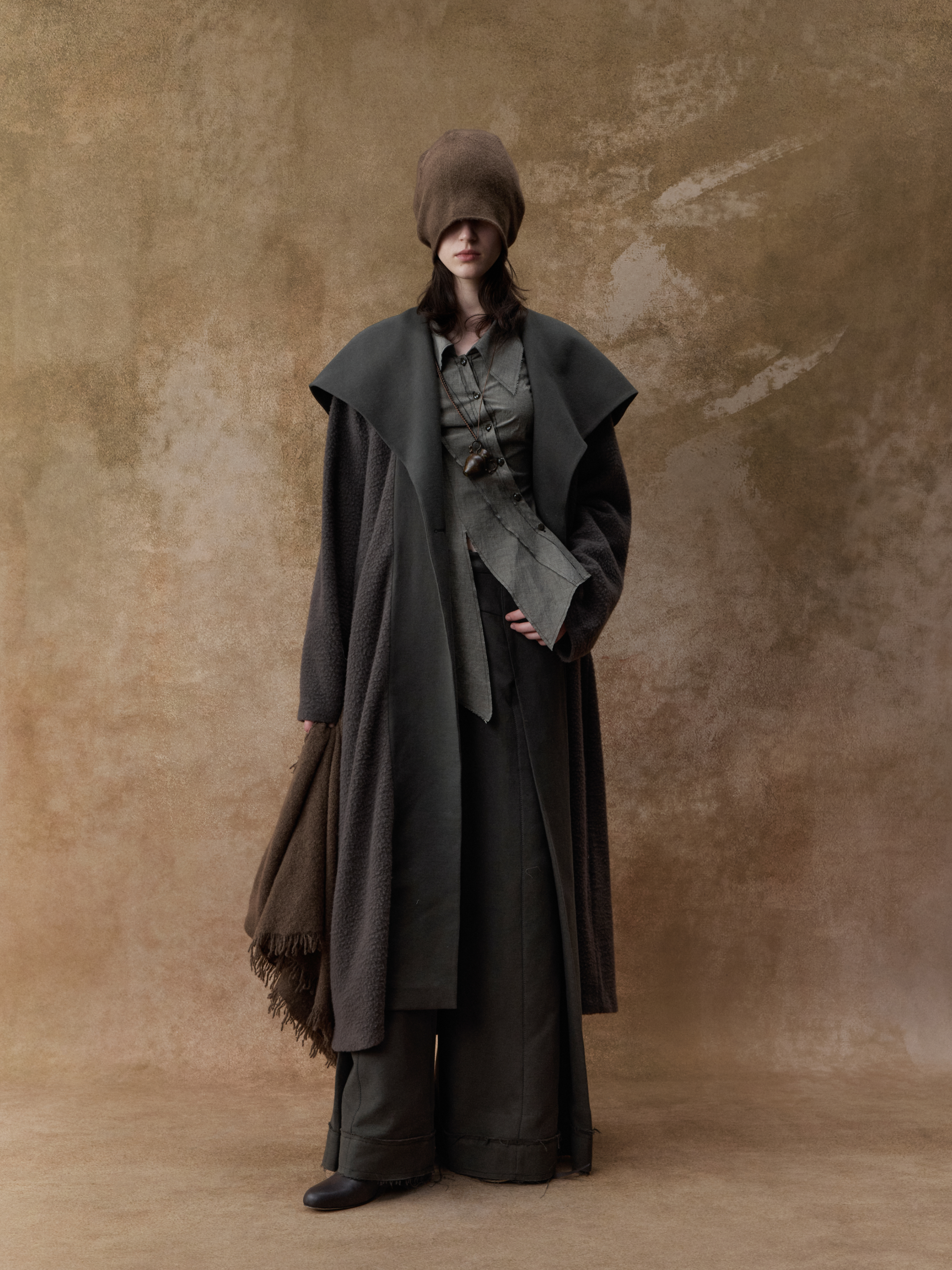 Gray-green Sailor Collar Coat