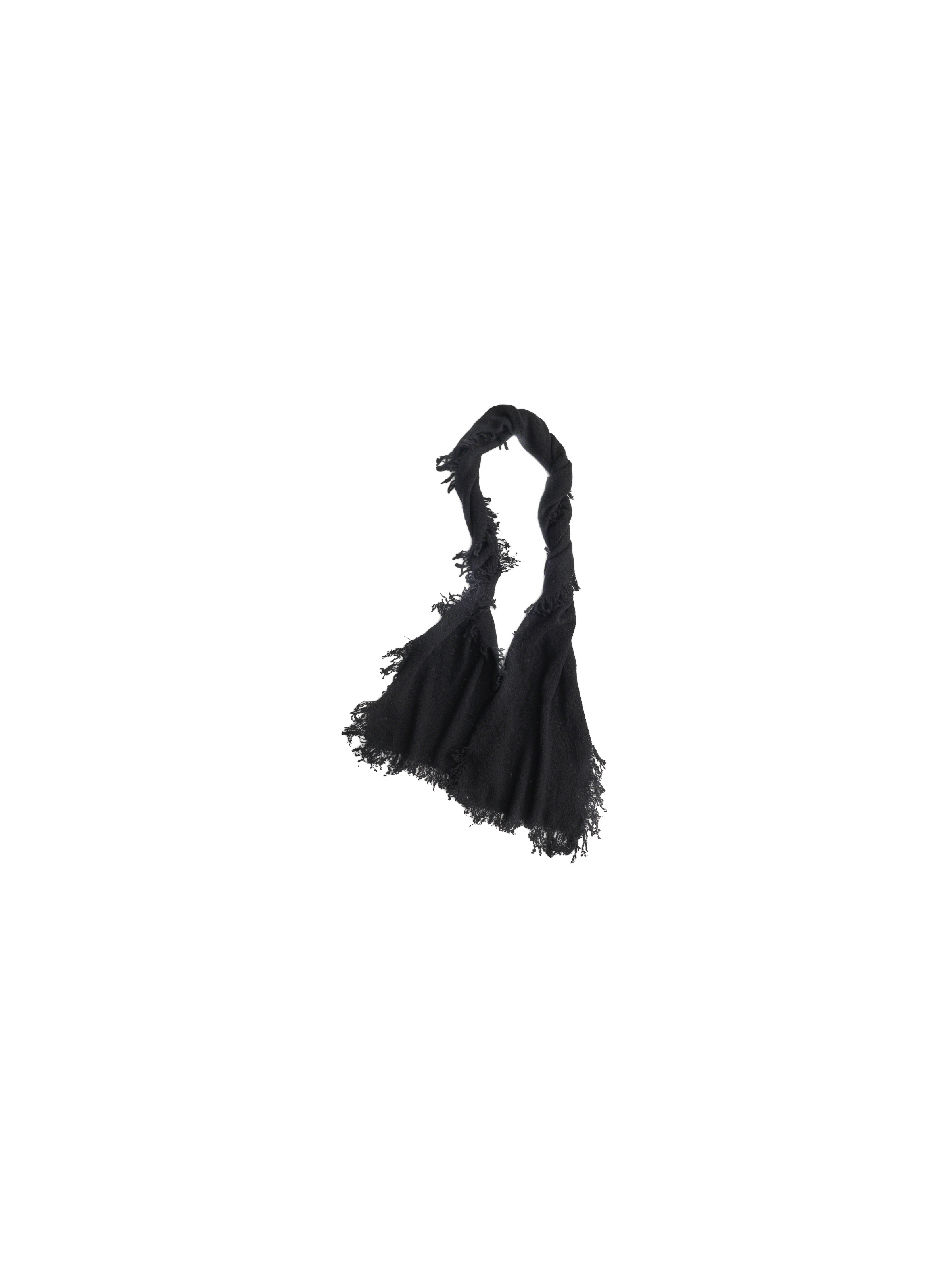 Black Yak Wool Frayed Edge Scarf