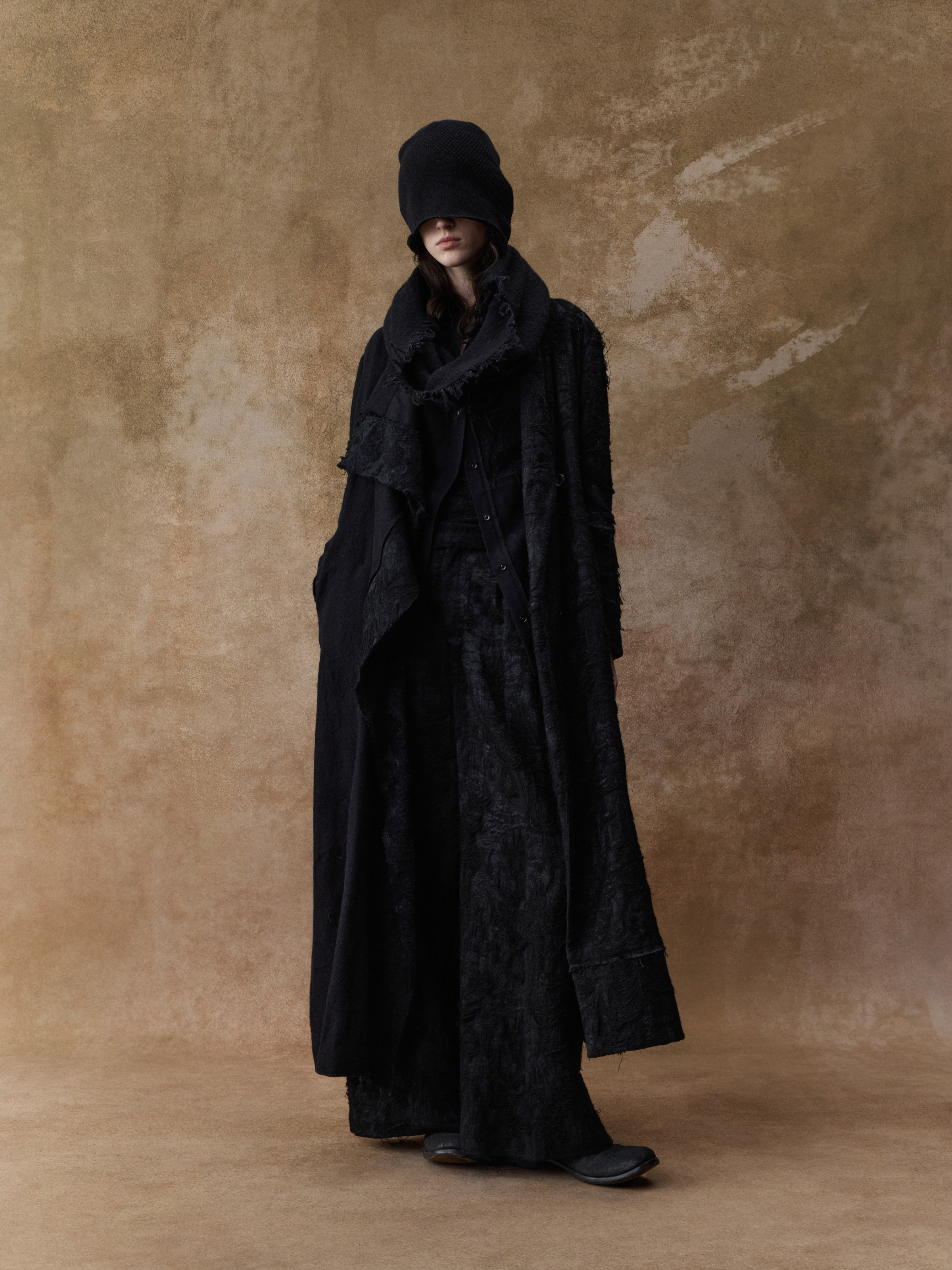 Black Panelled Knit Hat