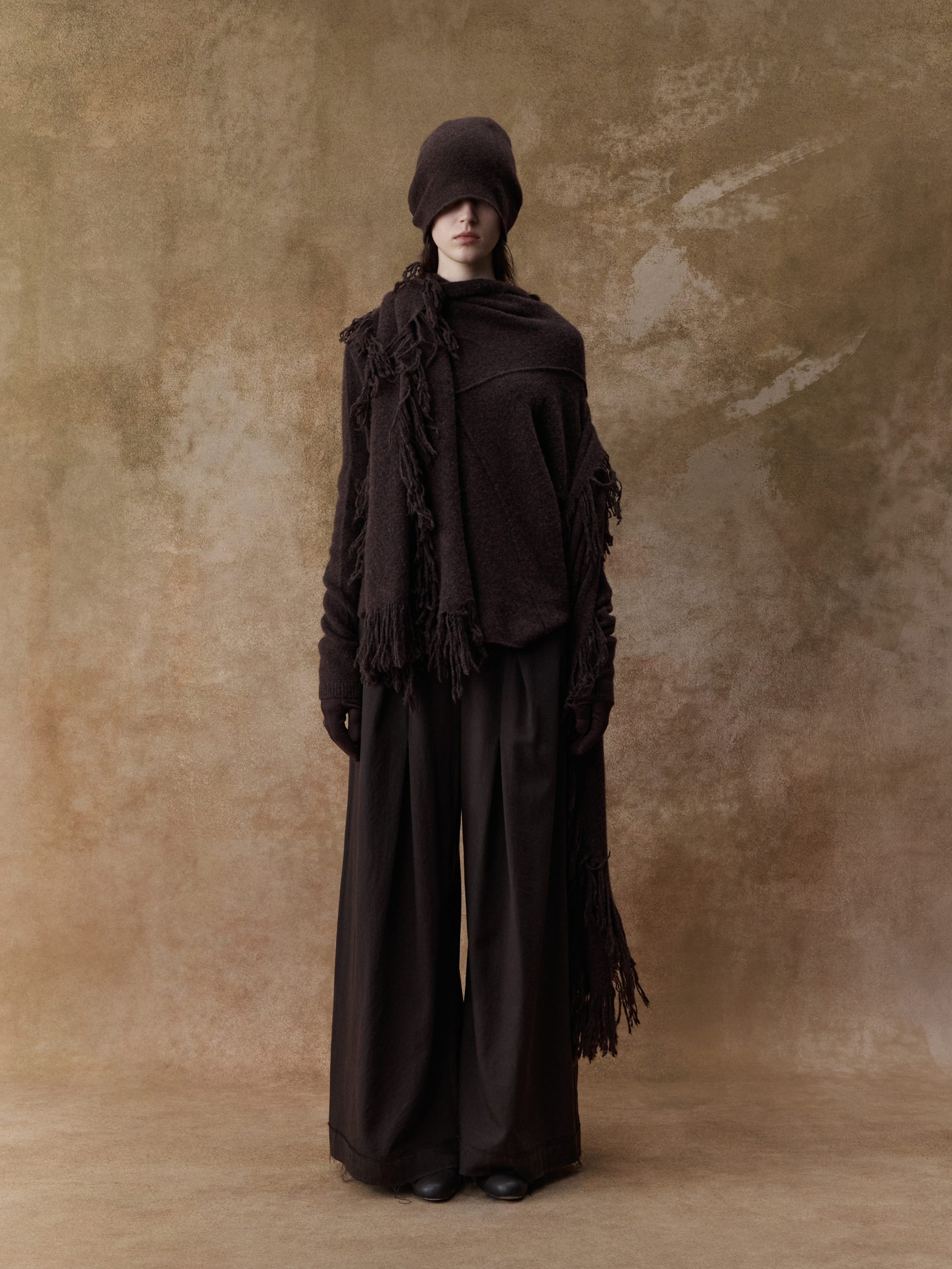 Floral Coffee Panelled Knit Hat