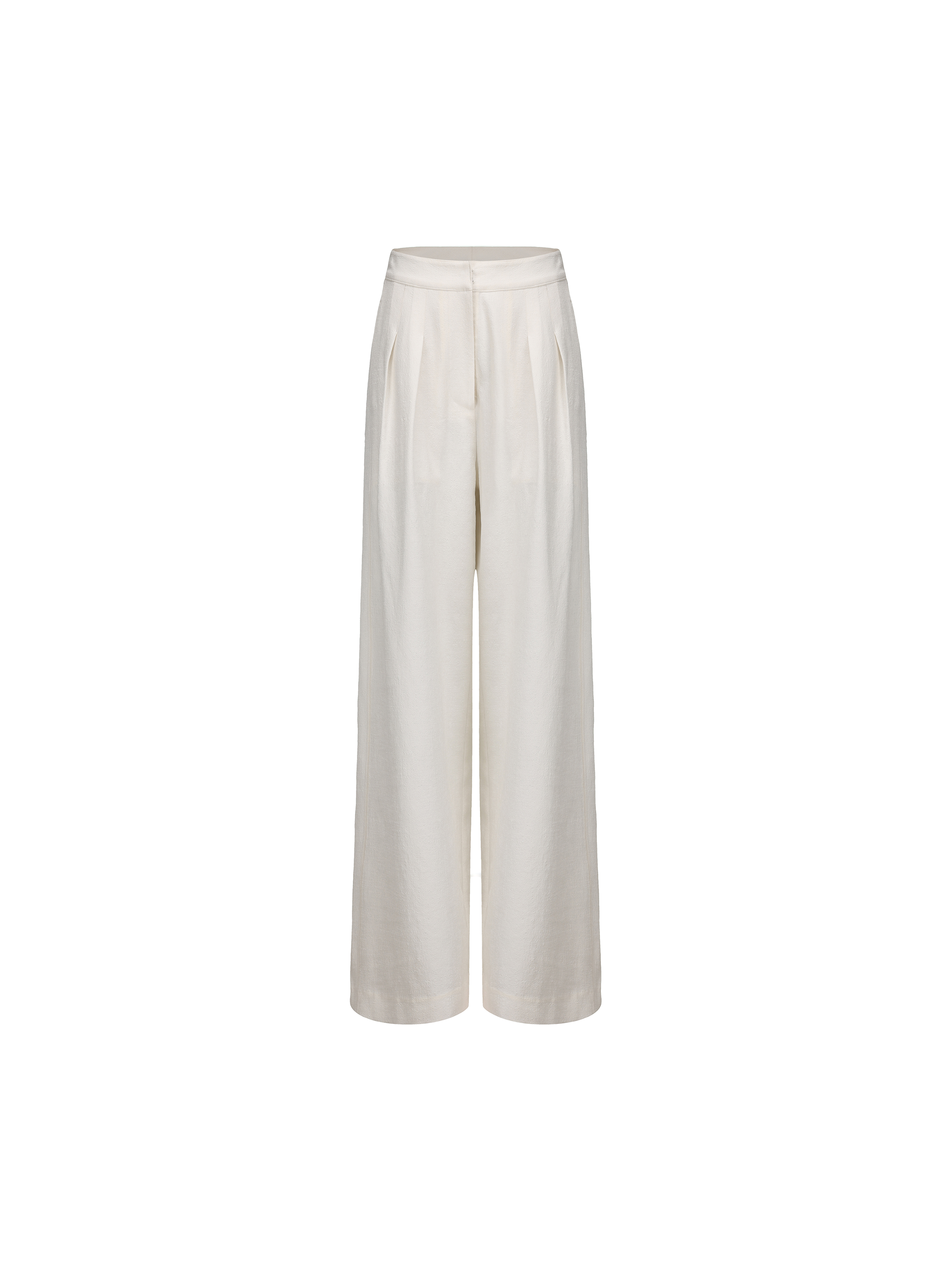 White Pleated Wide-leg Pants