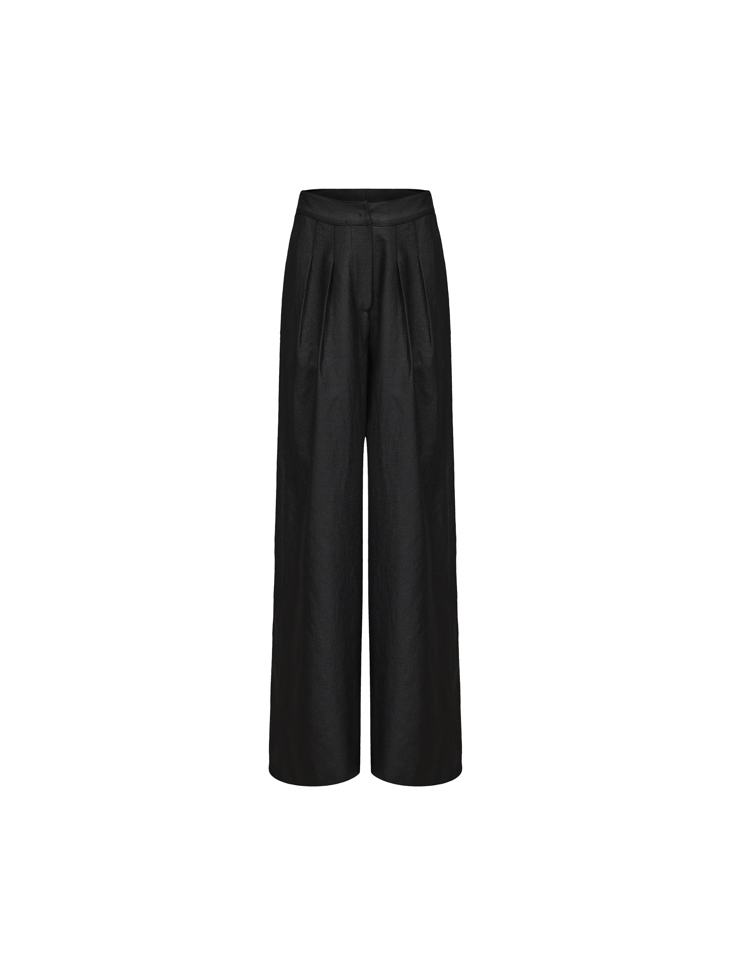 Black Pleated Wide-leg Pants