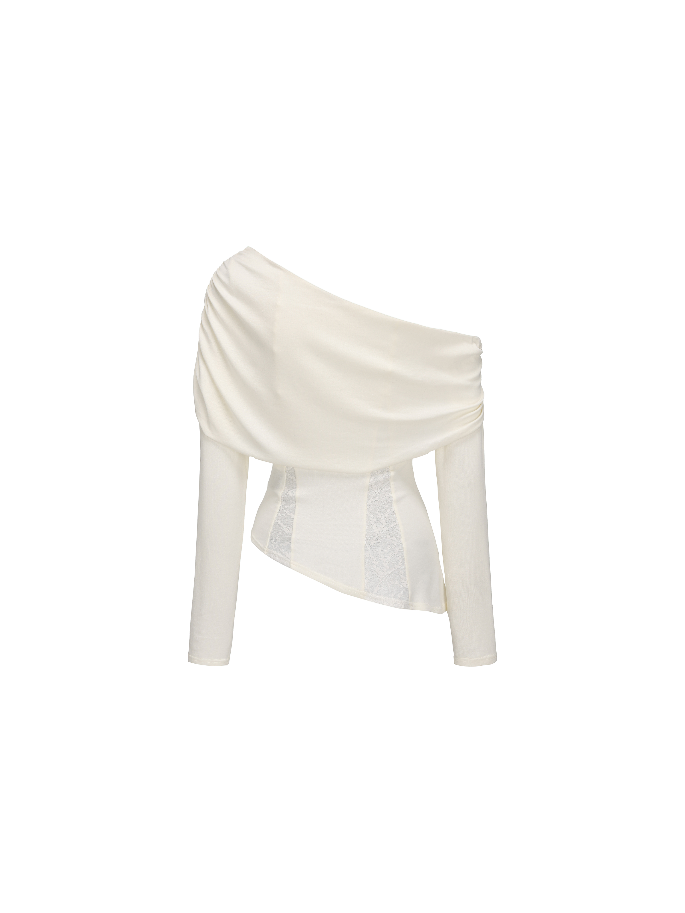 White Twisted Paneled Lace Knit Top