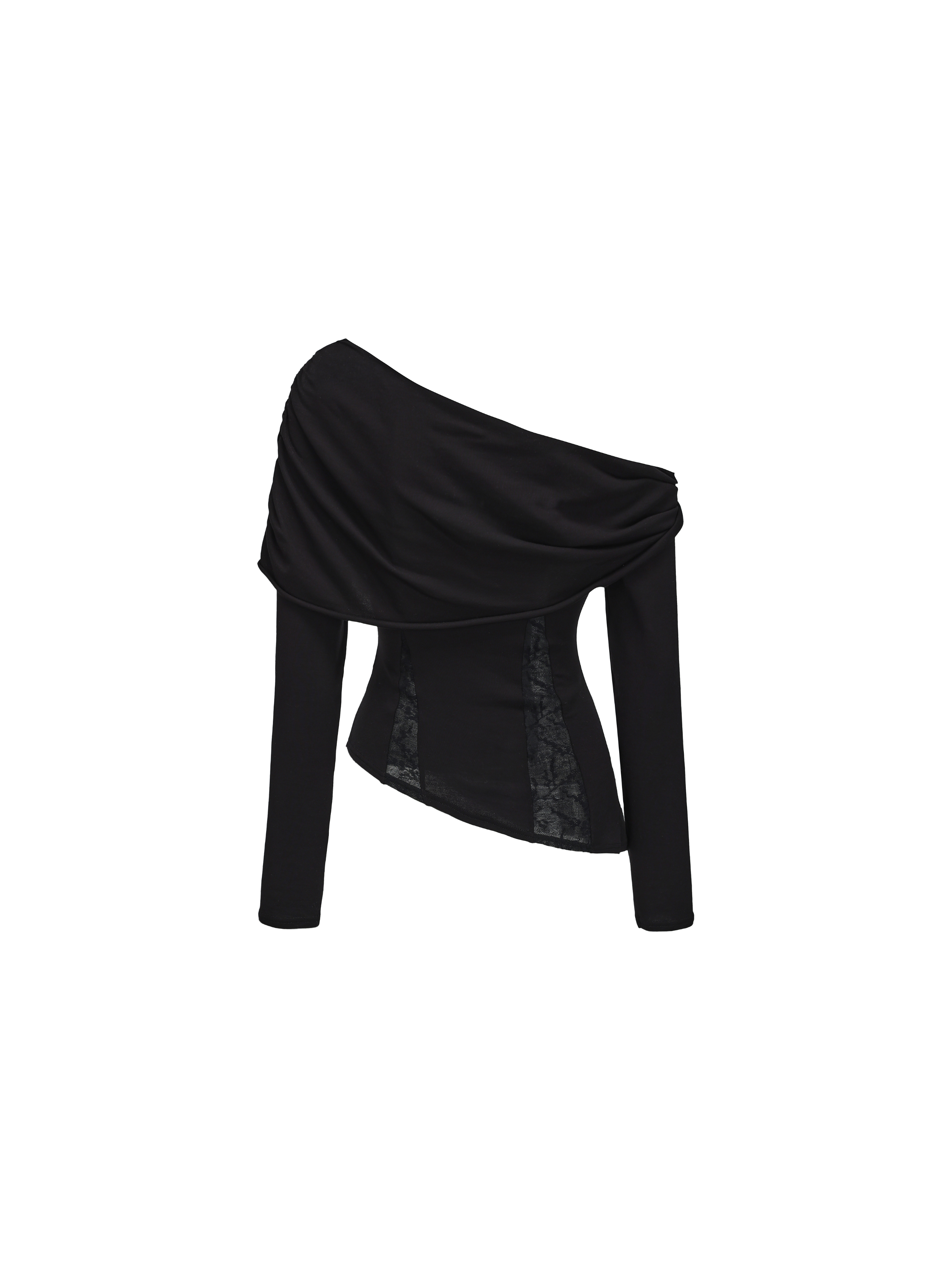 Black Twisted Paneled Lace Knit Top