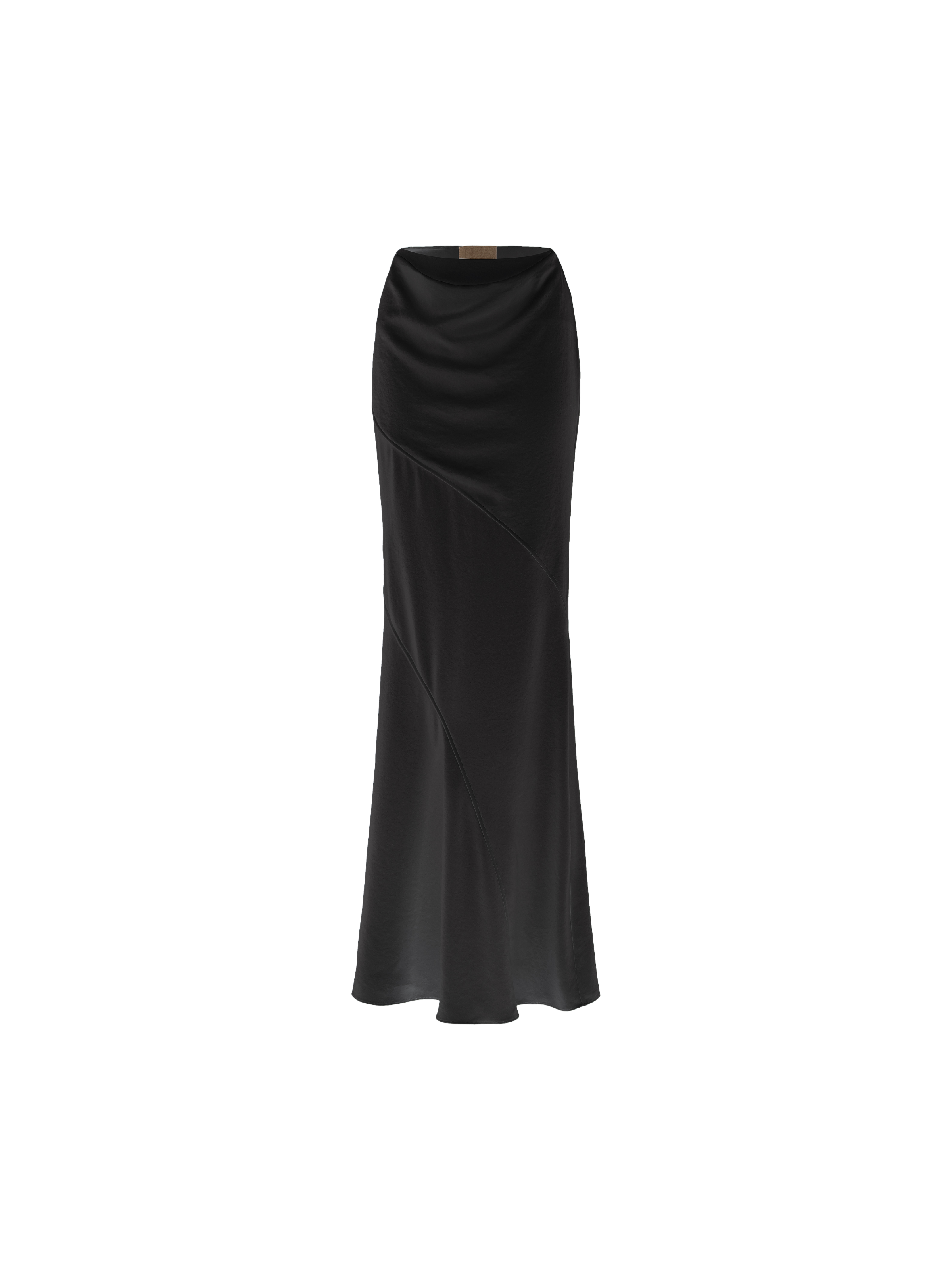 Black Paneled Draped Mermaid Skirt