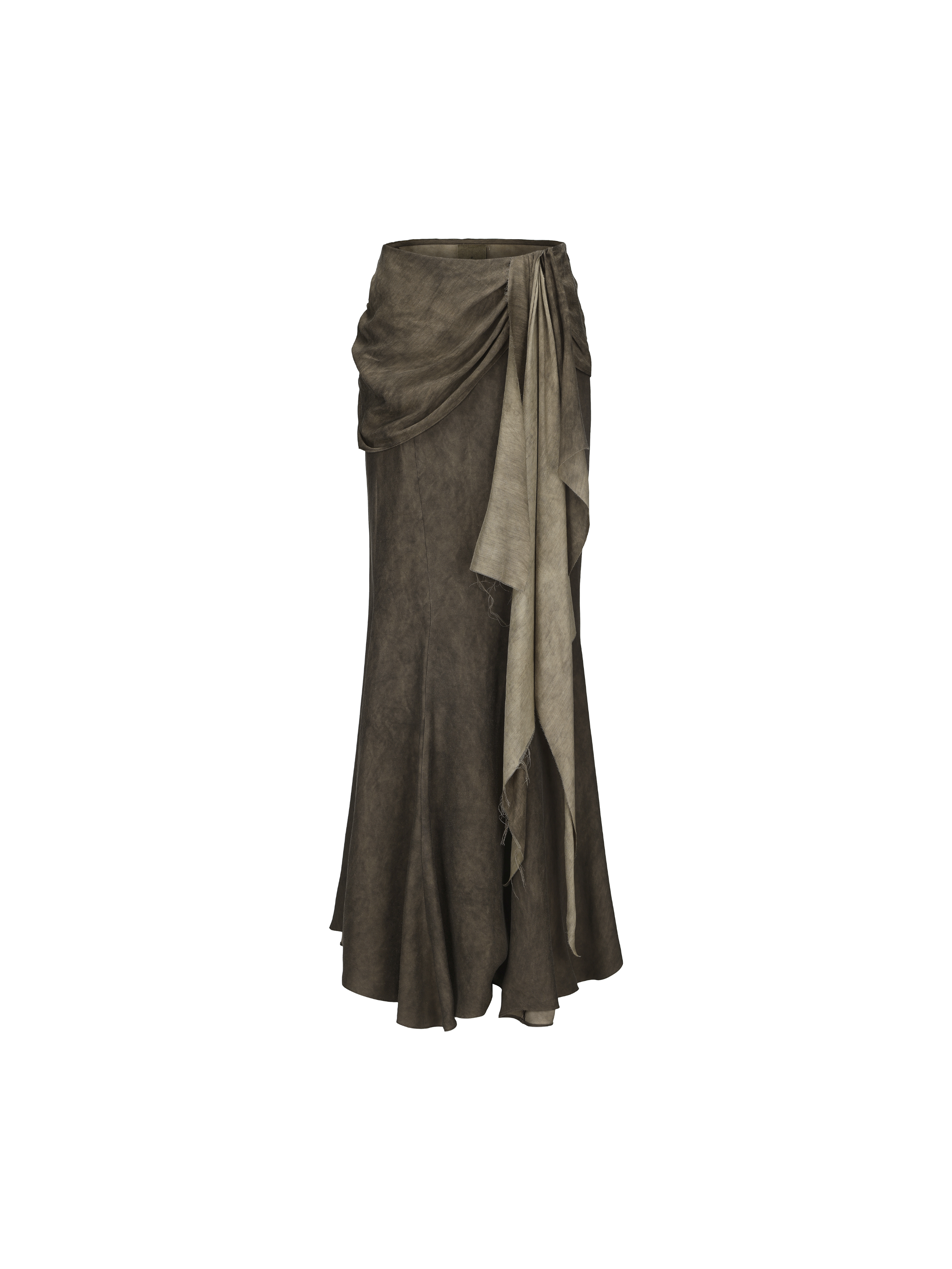 Brown Flounce Mermaid Midi Skirt