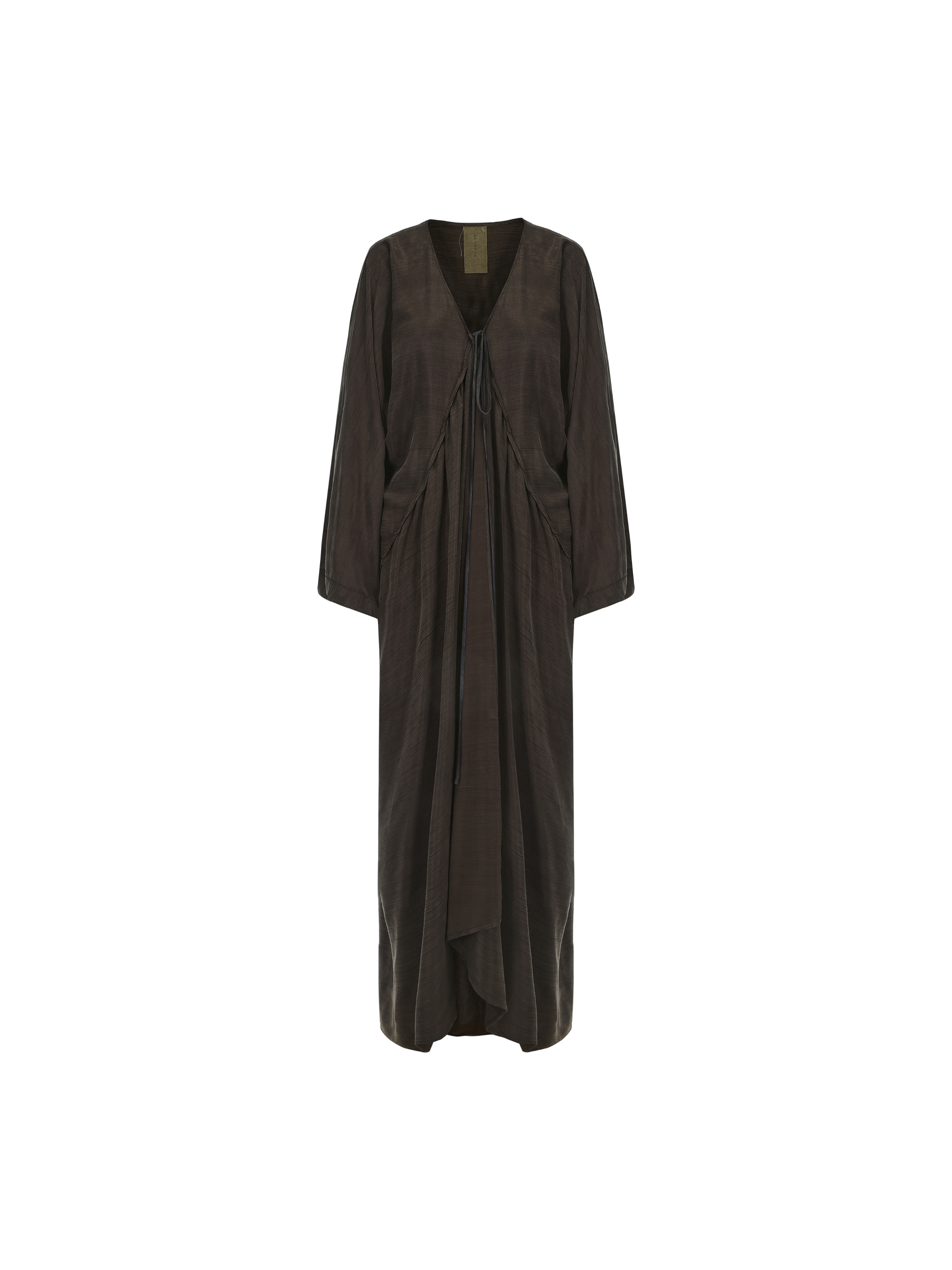 Brown Tie-Front Long Cardigan