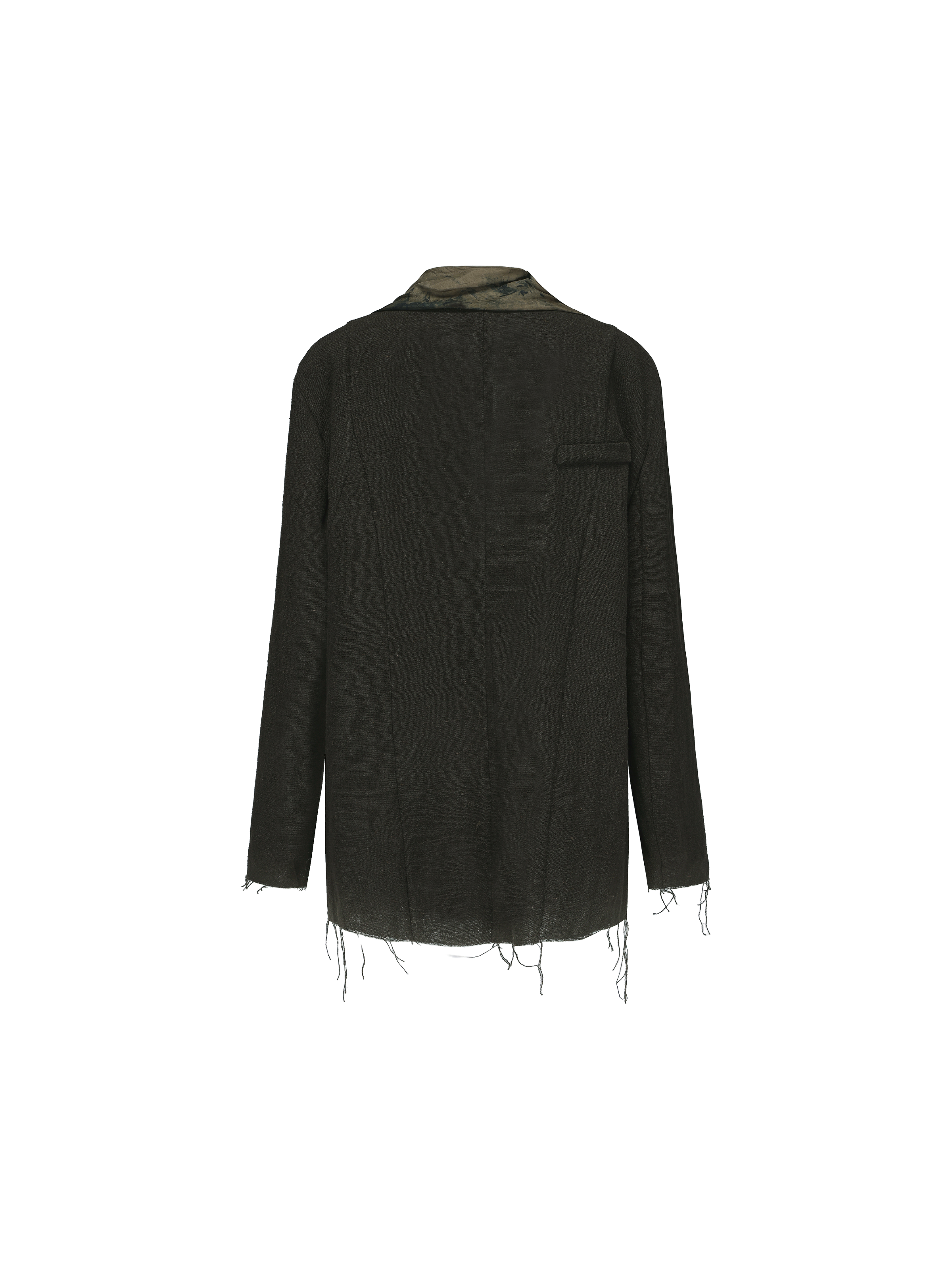 Olive Jacquard Panel Linen Blazer