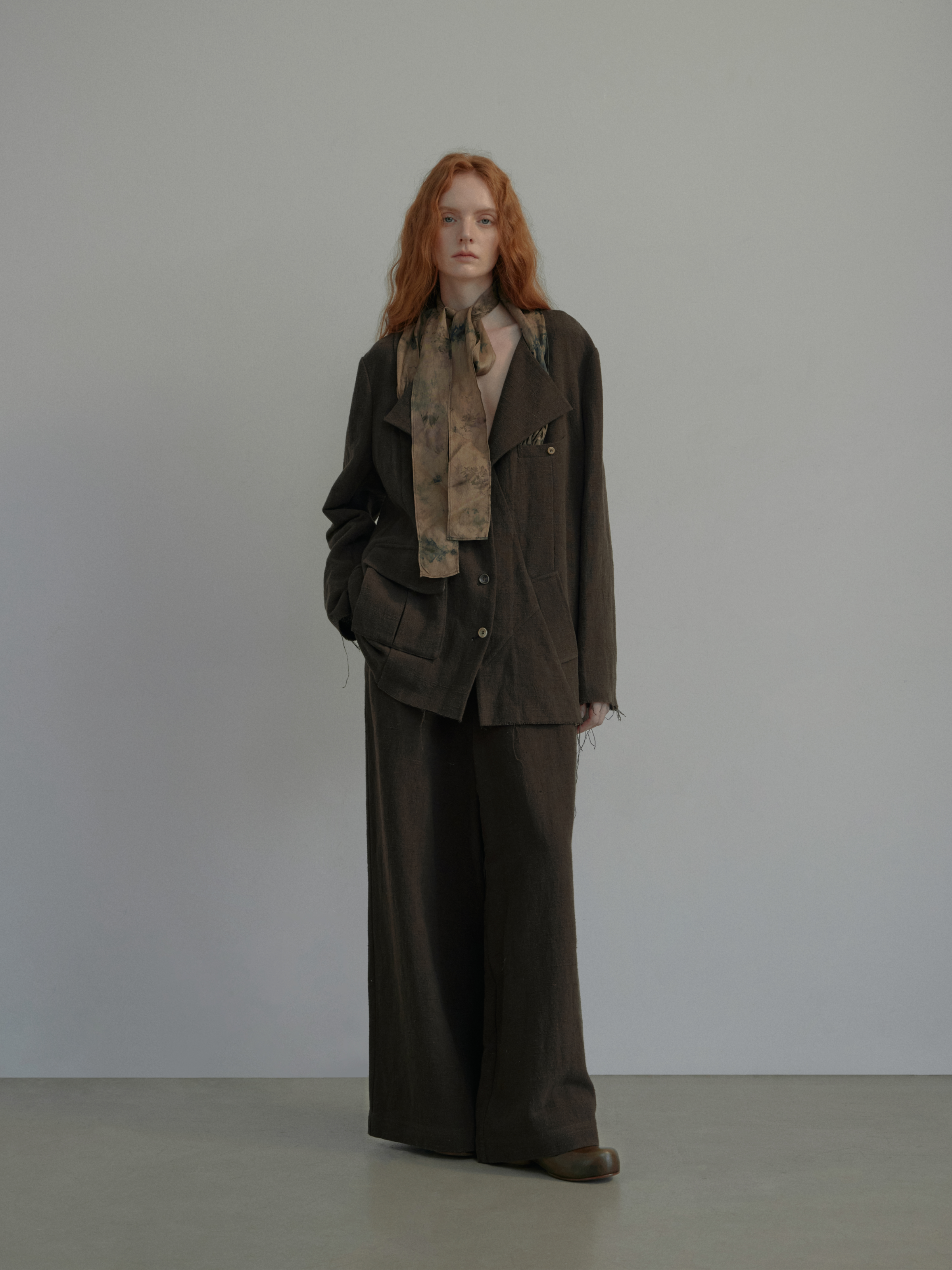 Olive Linen Belted Wide-Leg Pants