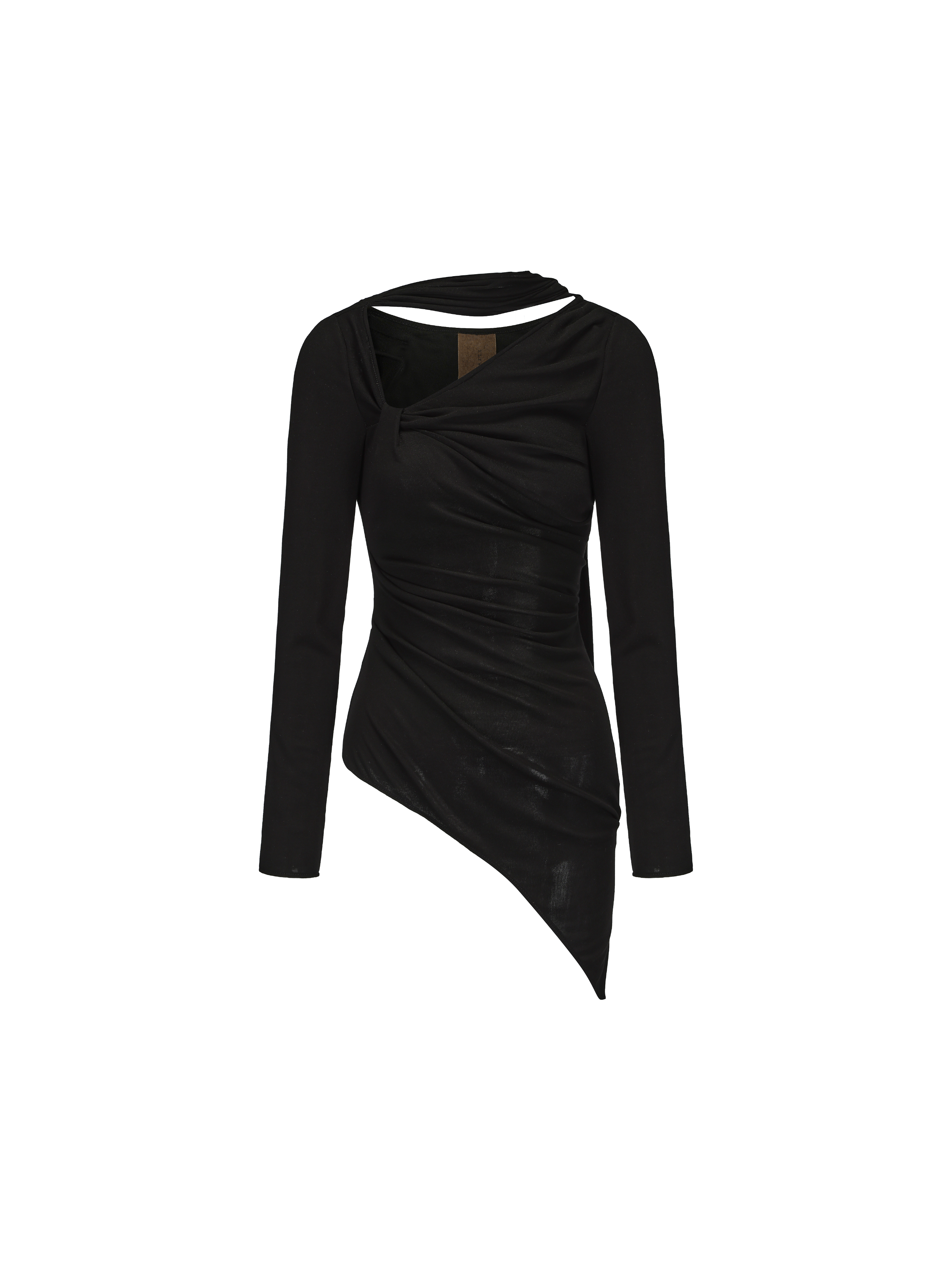 Black Knit Twisted Pleated Top