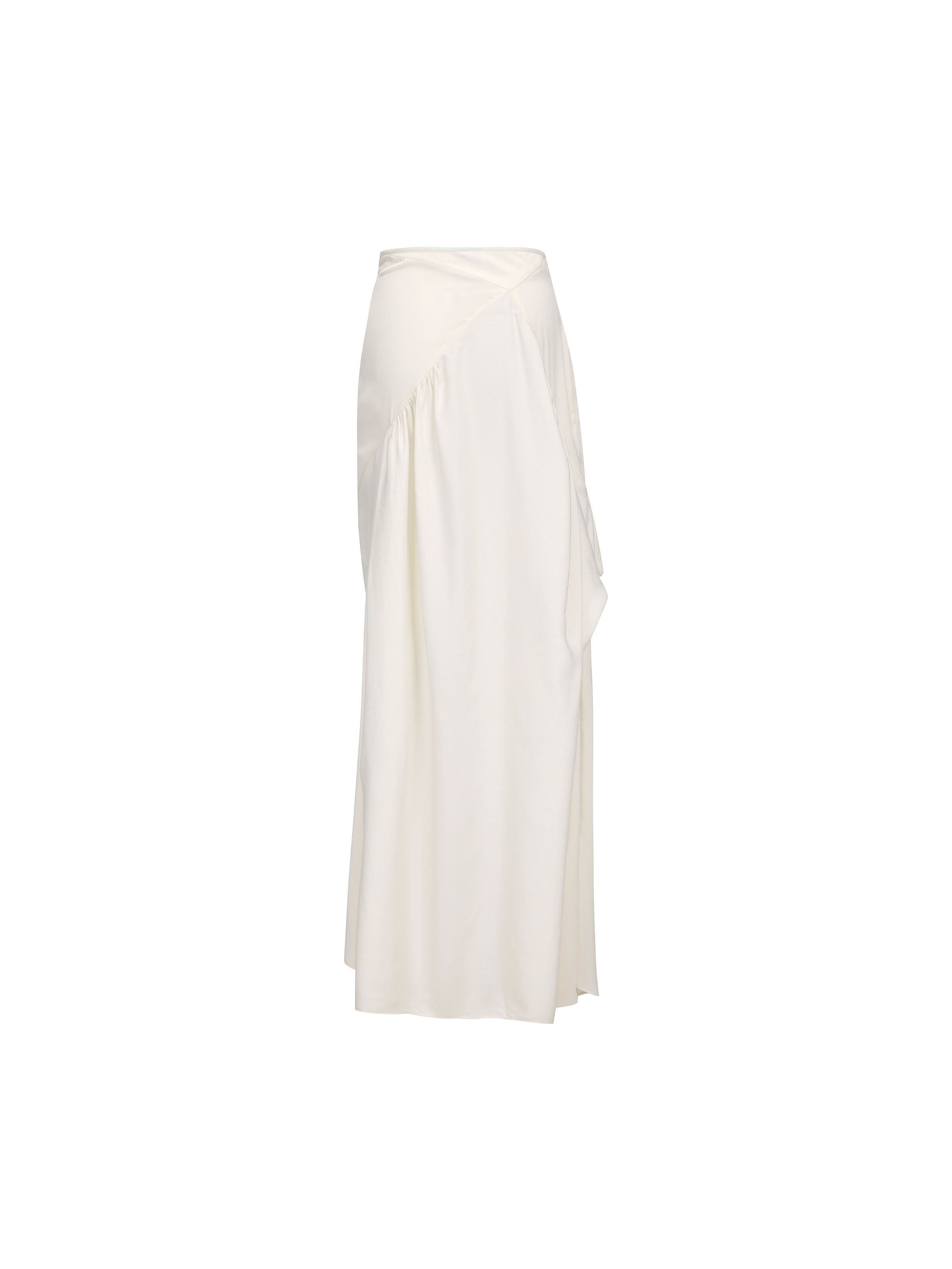 White Asymmetric Ruched Skirt