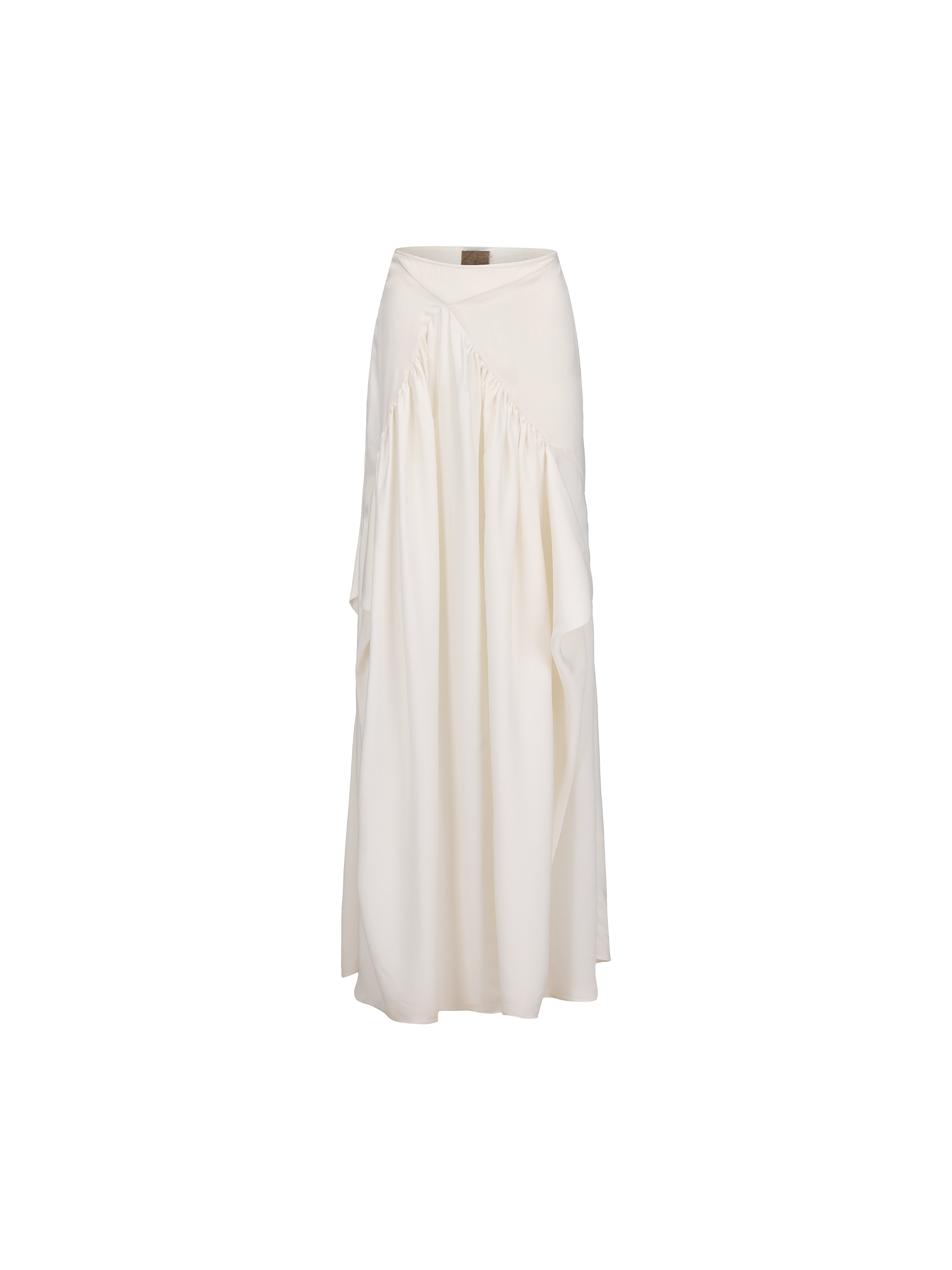 White Asymmetric Ruched Skirt