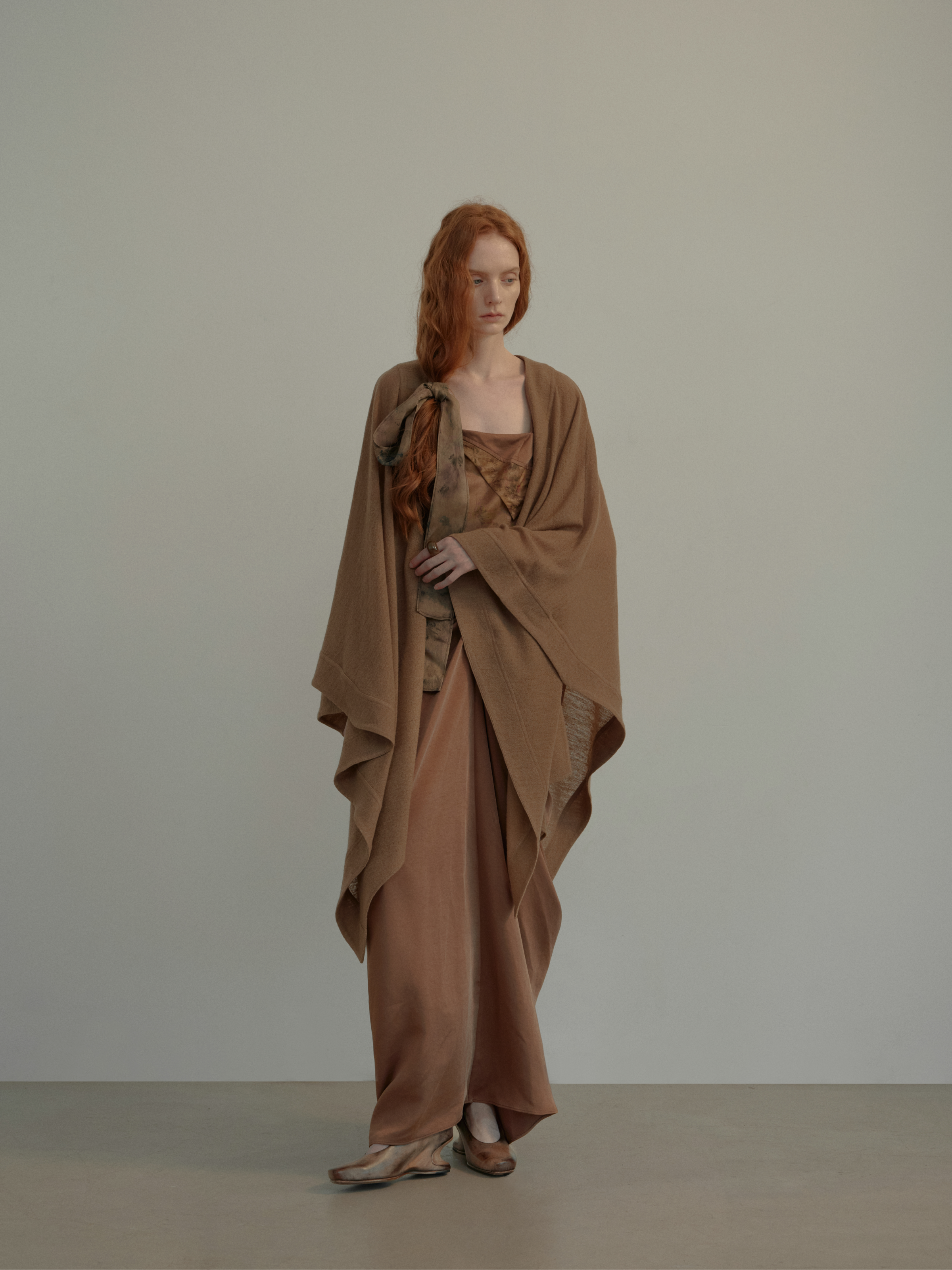 Camel Wool Draped Cape