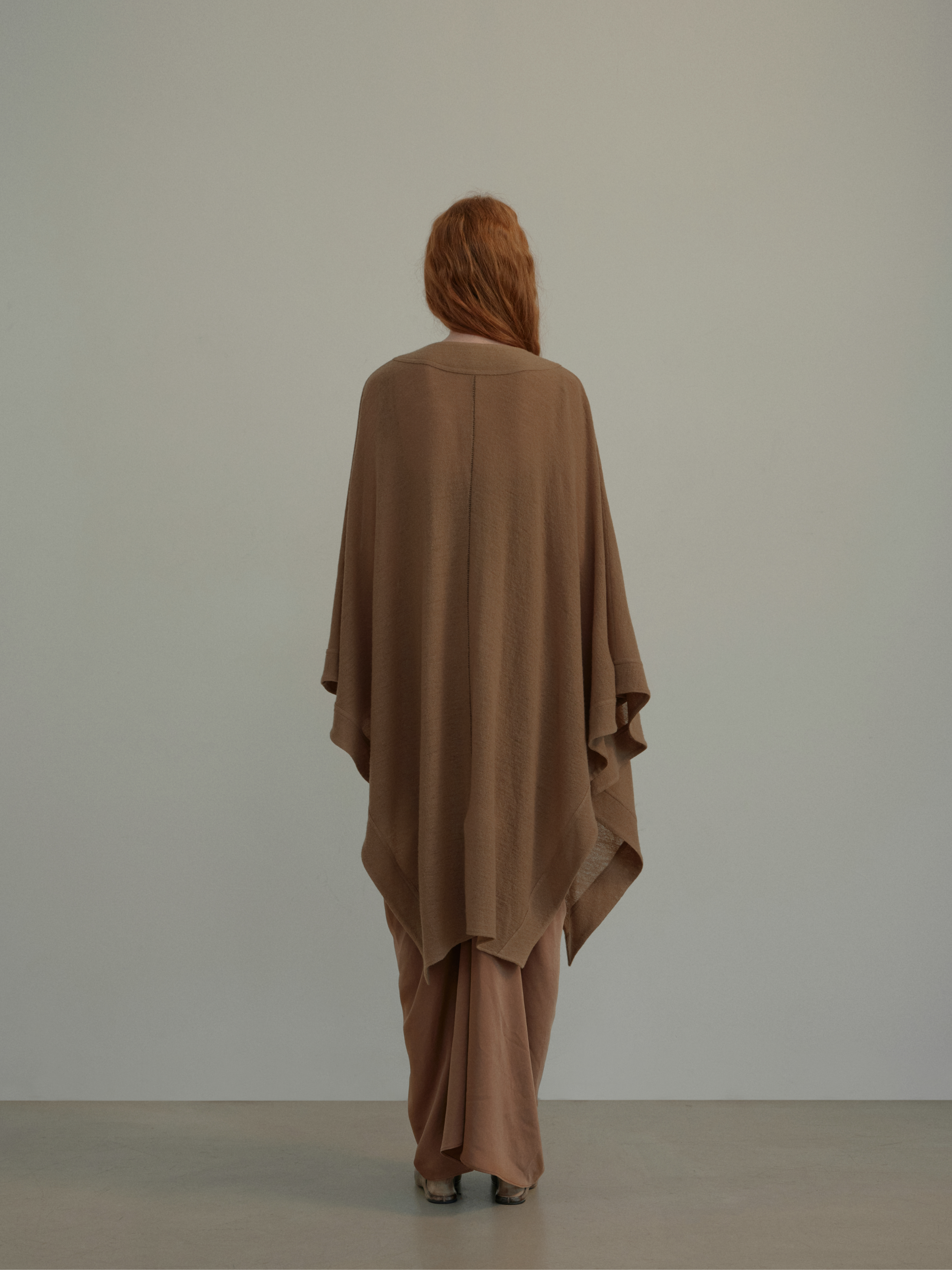 Camel Wool Draped Cape