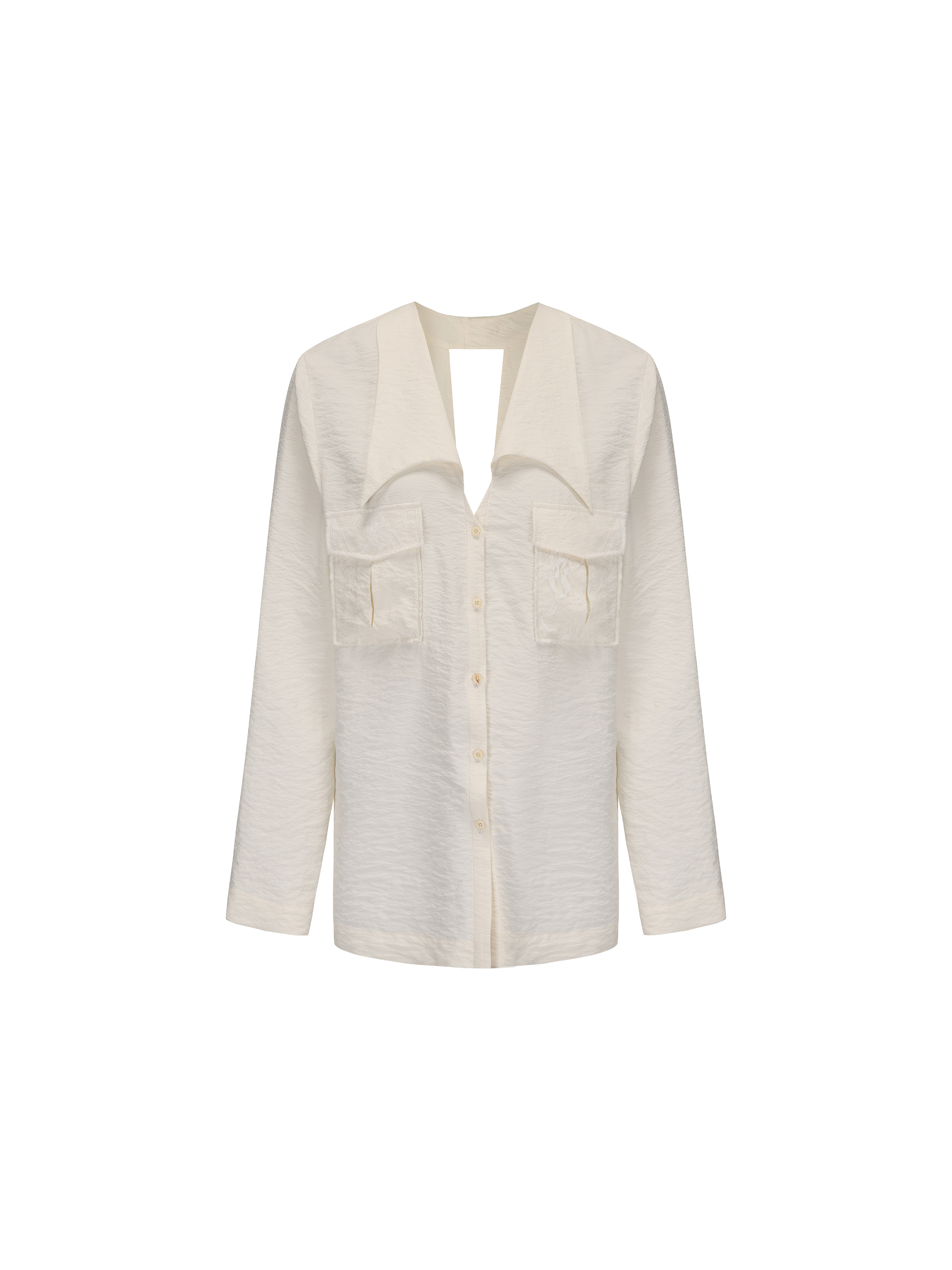 White Raw Silk Pocketed Shirt