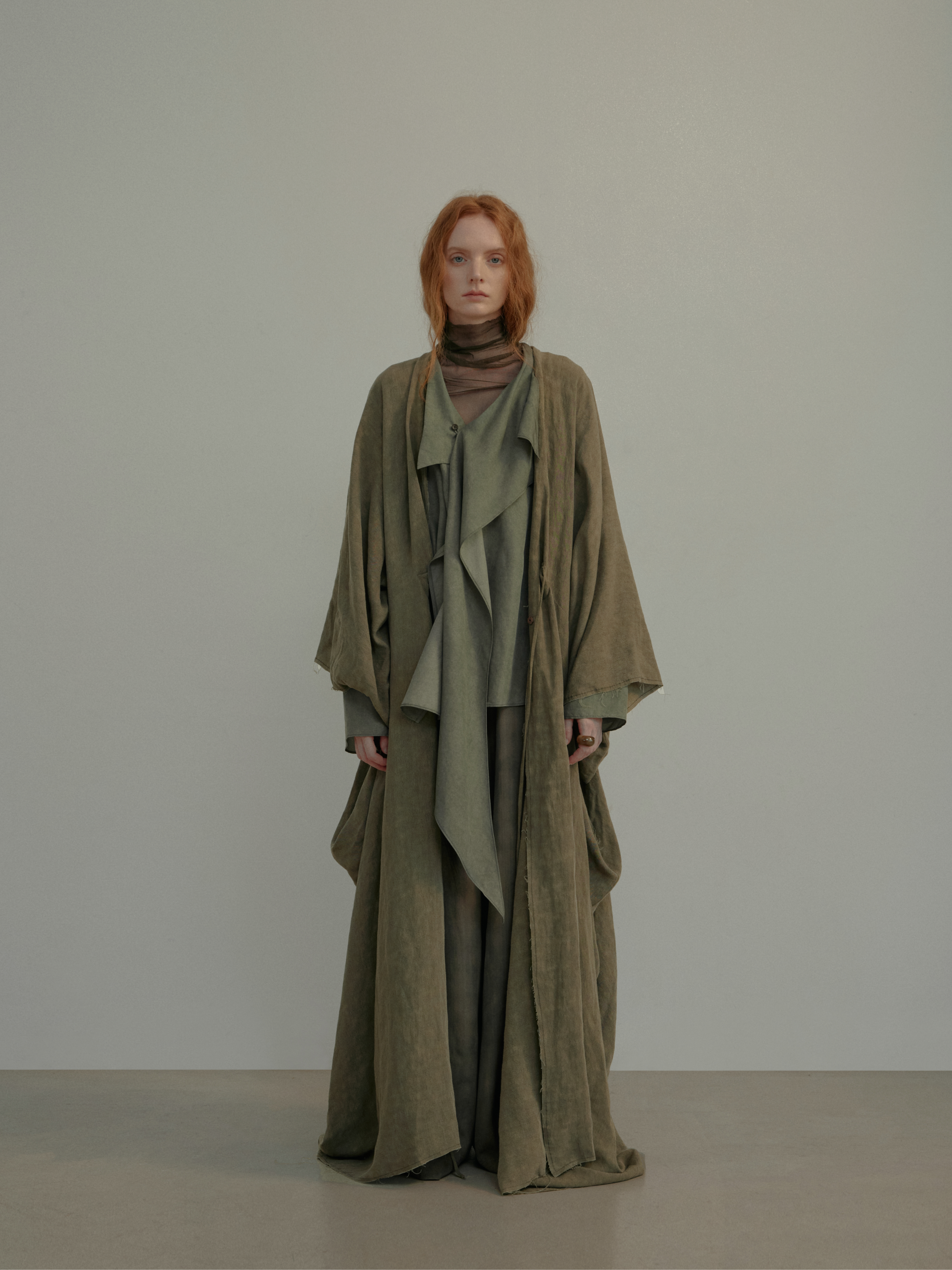 Green Linen Loose Robe