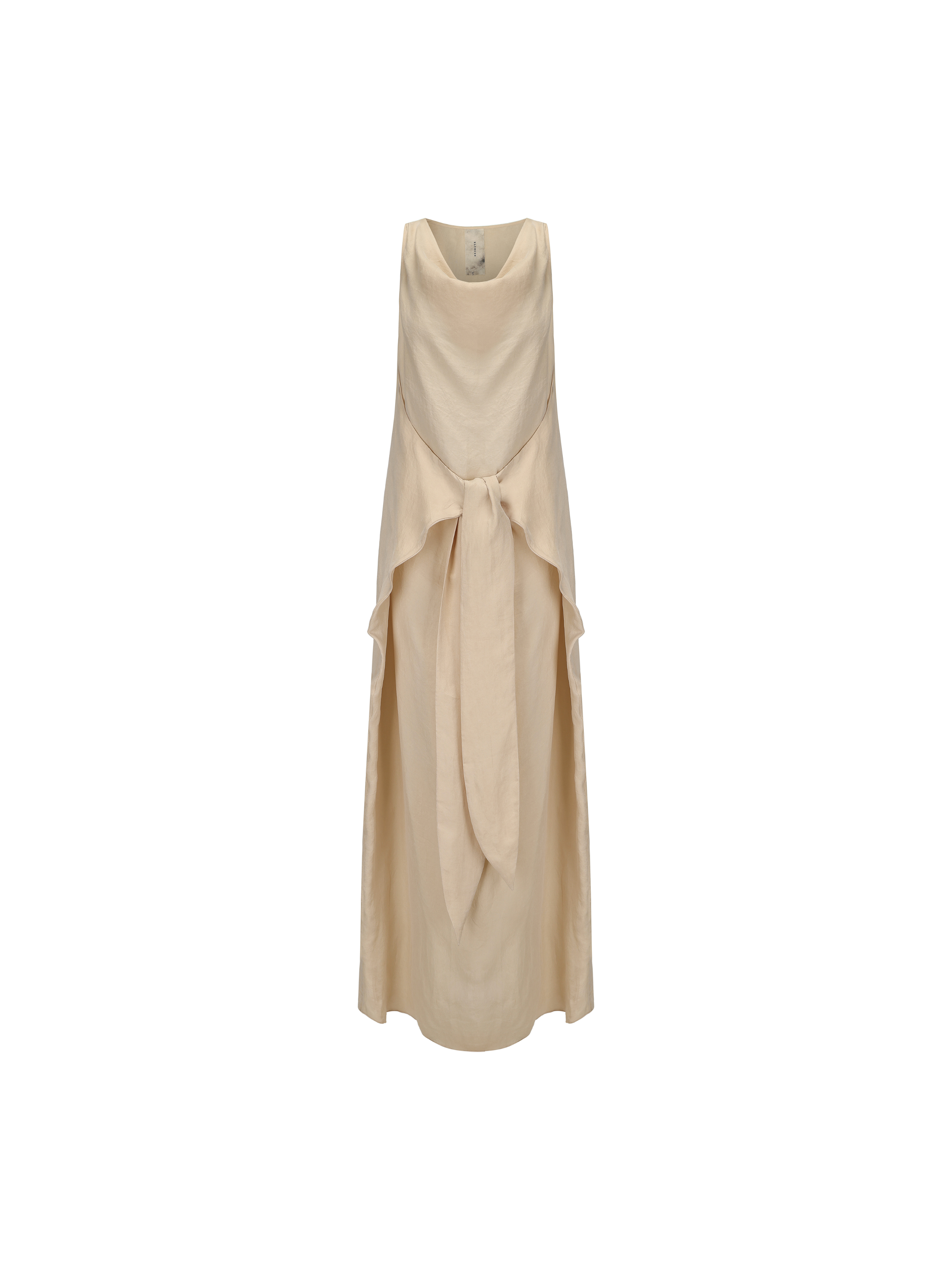 Beige Draped Tie-Front Dress