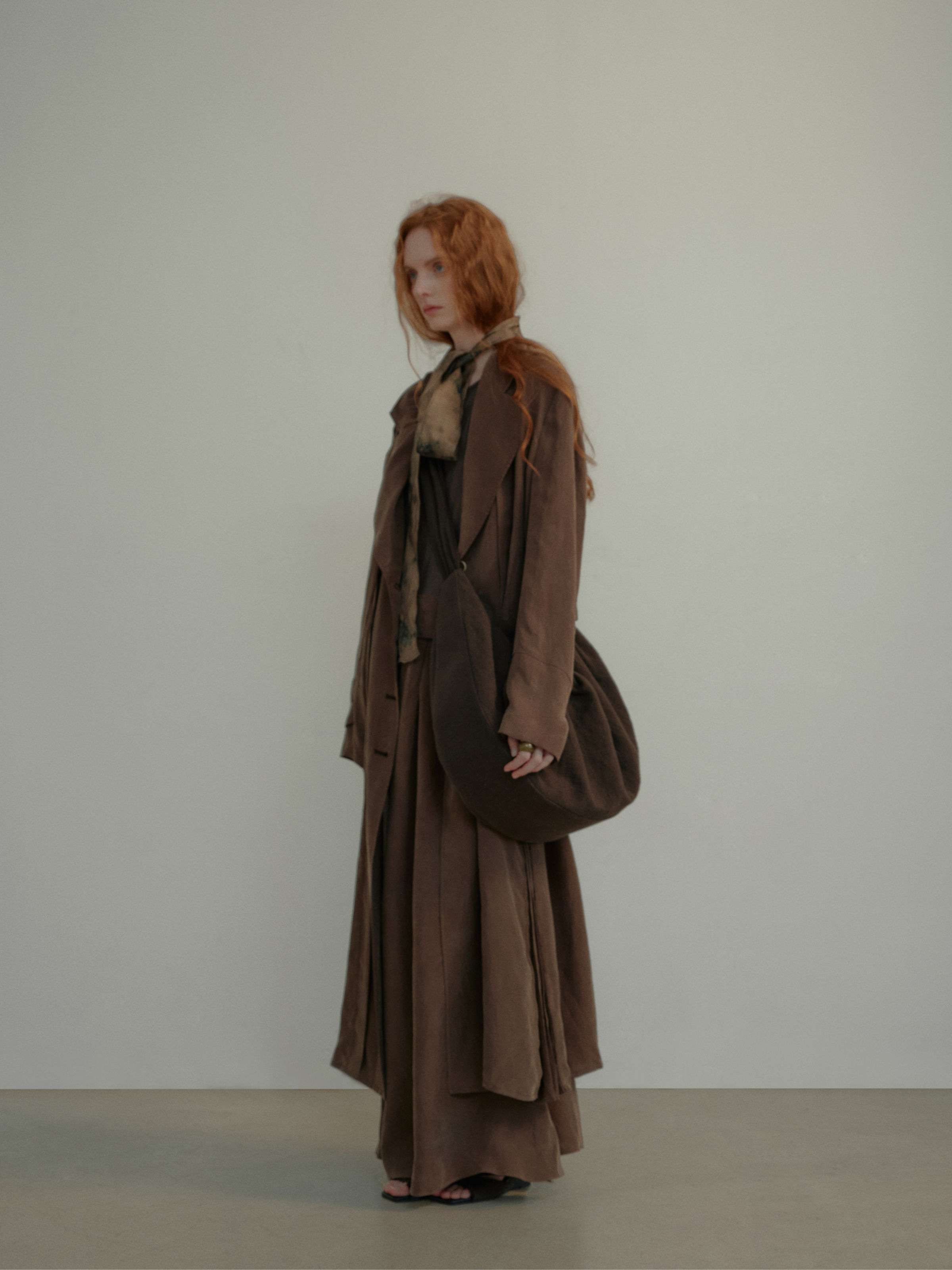 Brown Pleated Trench Coat