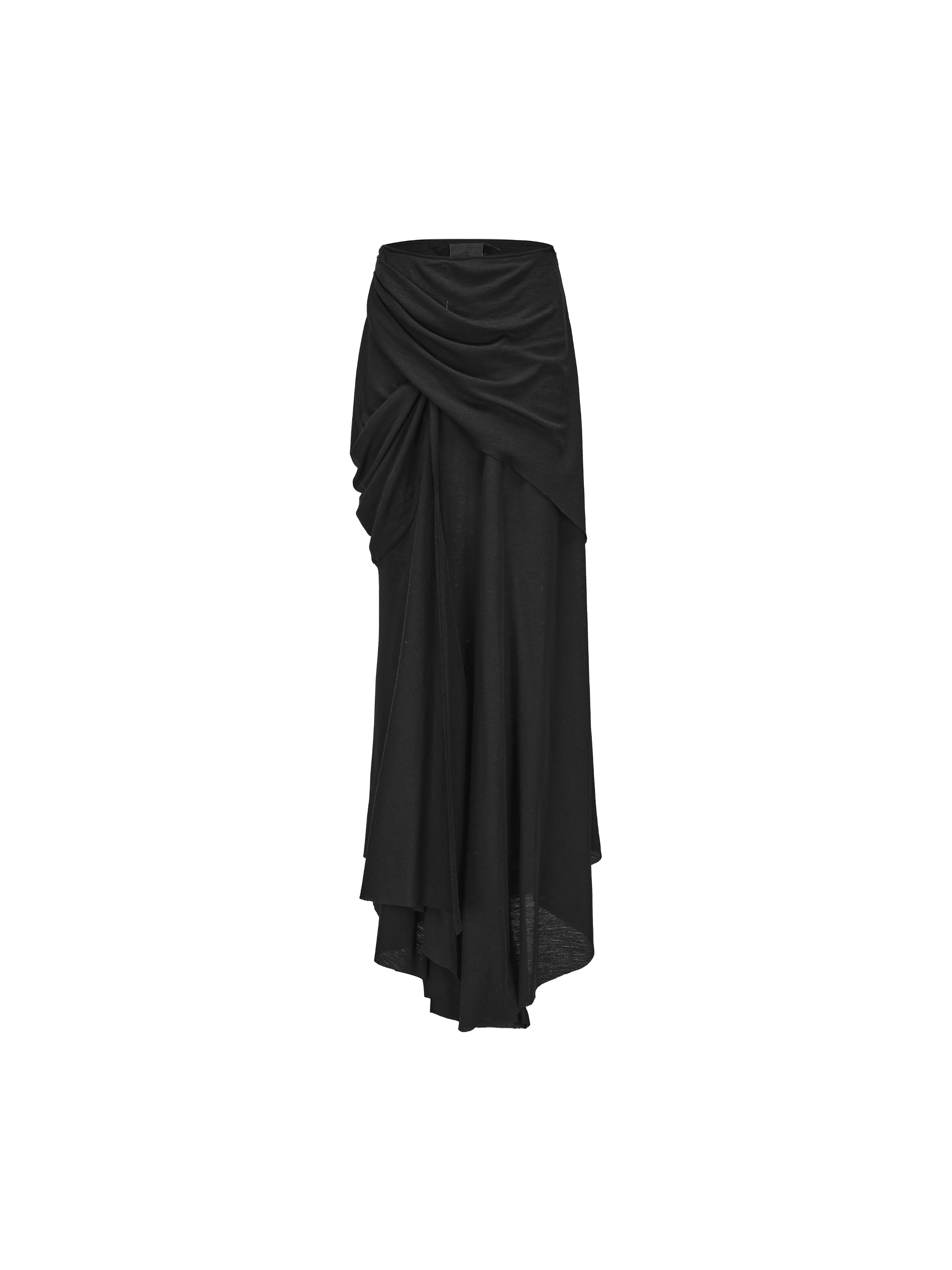 Black Knit Pleated Detailed Skirt