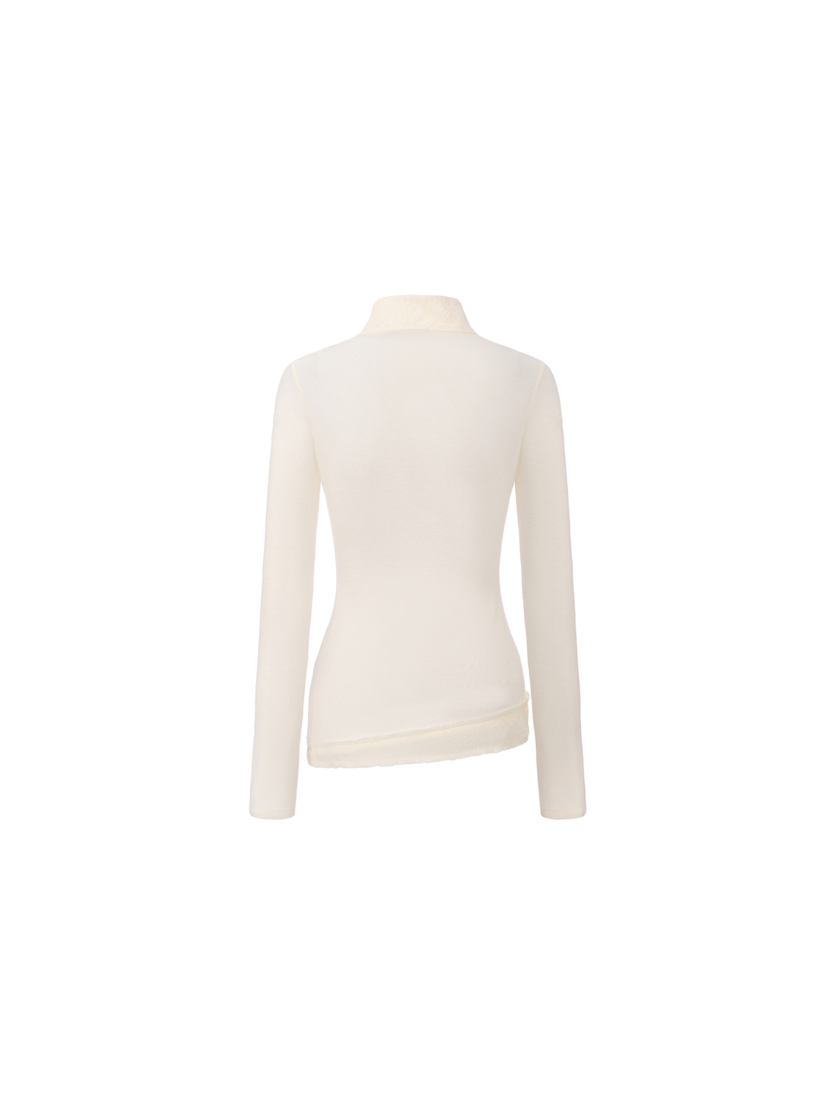White Lace Panelled Asymmetric Collar Top