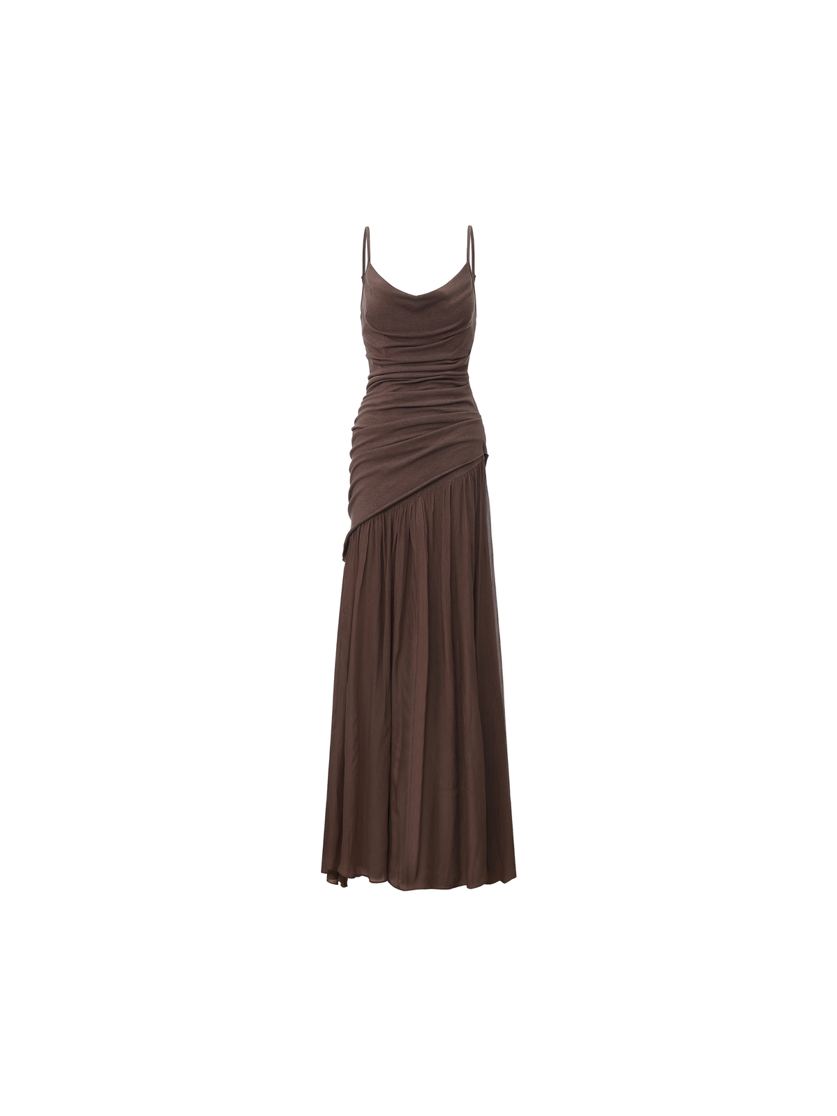 Violet Brown Knit Cowl Neck Strap Dress