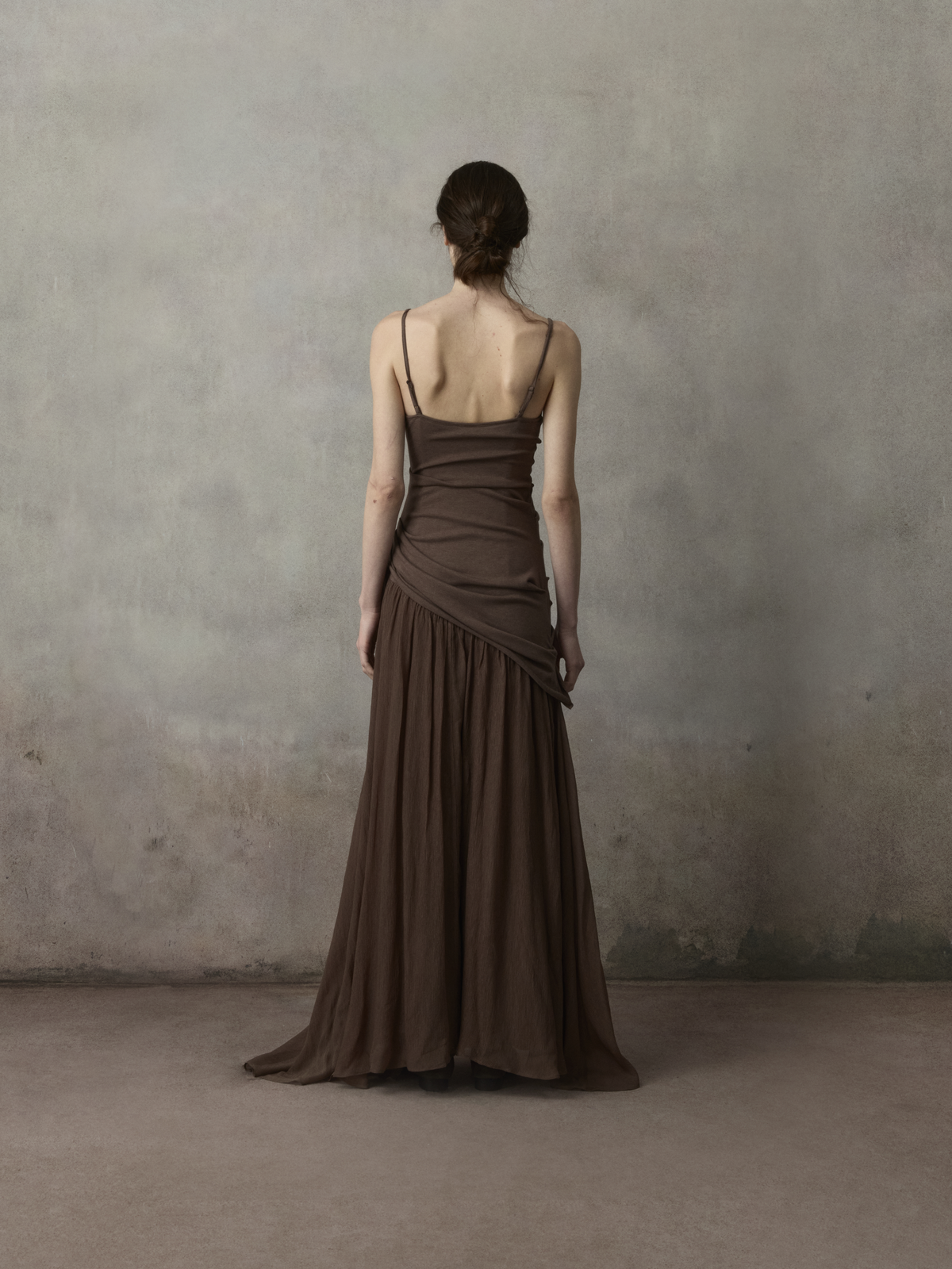 Violet Brown Knit Cowl Neck Strap Dress