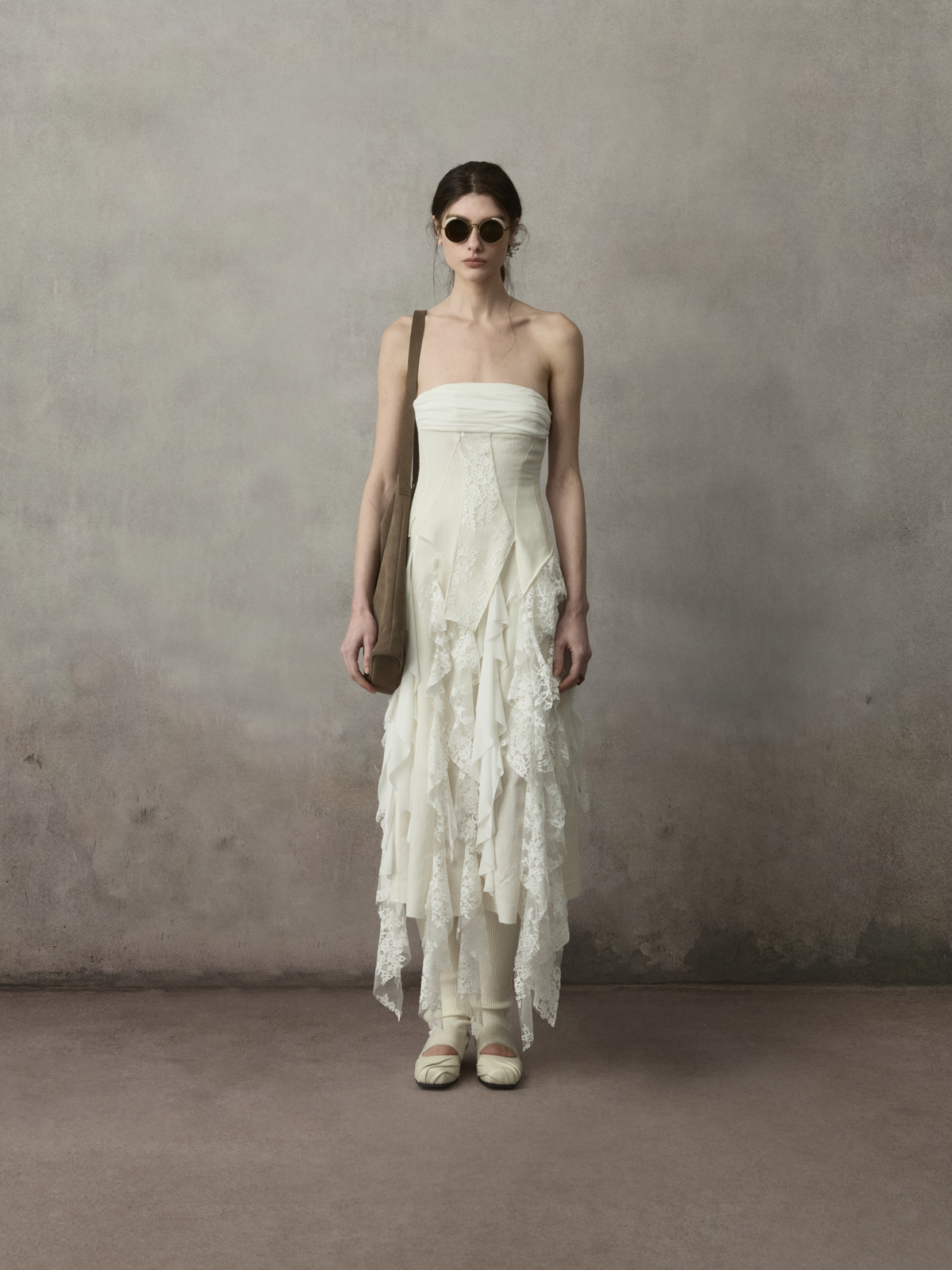 Flounce Panel Bandeau Dress