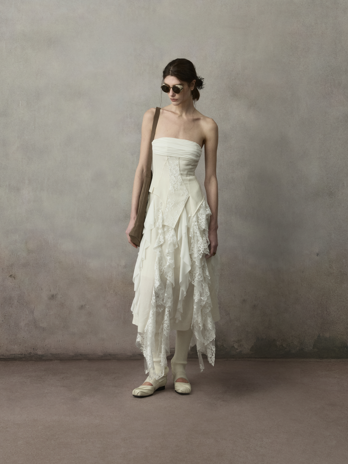 Flounce Panel Bandeau Dress
