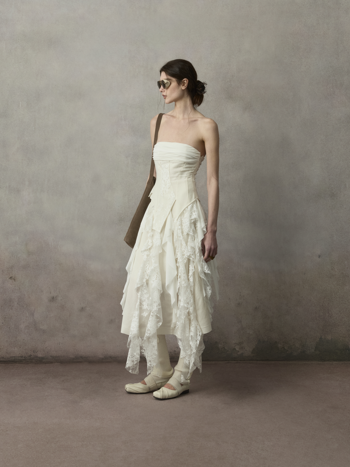 Flounce Panel Bandeau Dress