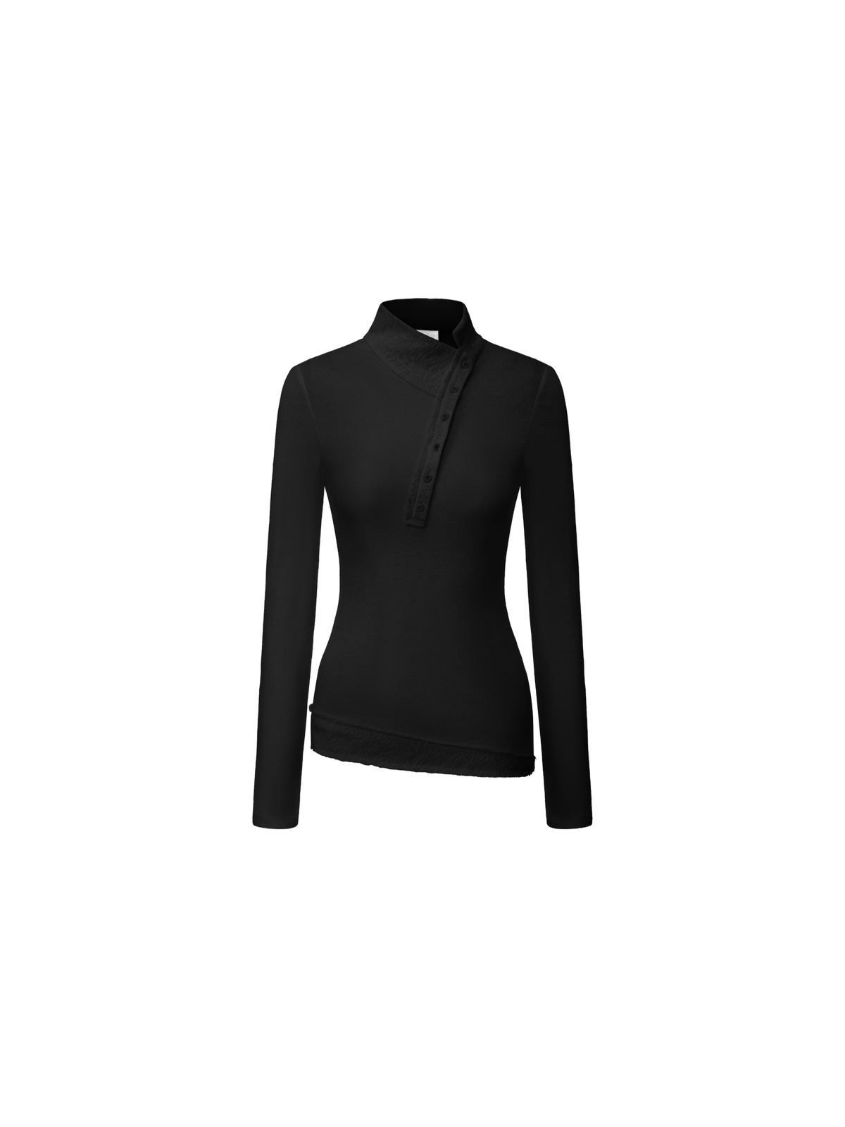 Black Lace Panelled Asymmetric Collar Top