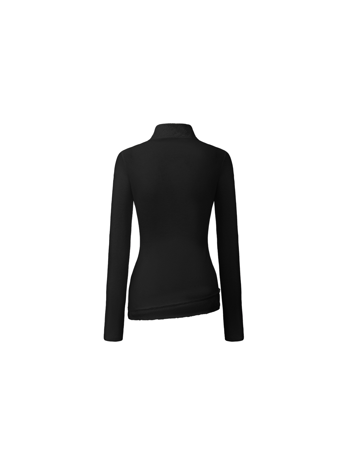 Black Lace Panelled Asymmetric Collar Top