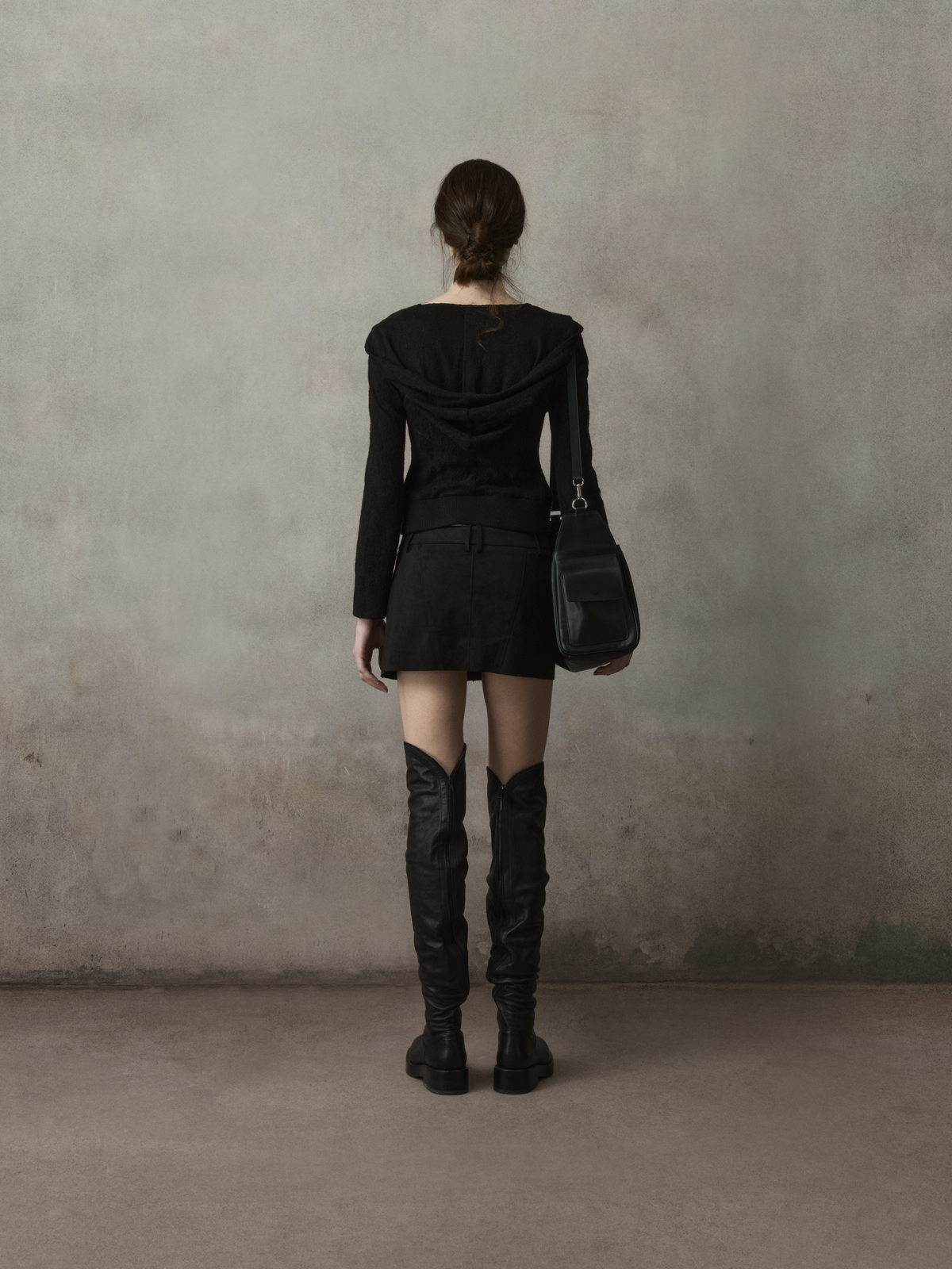 Panelled Cropped Zip-Up Hoodie