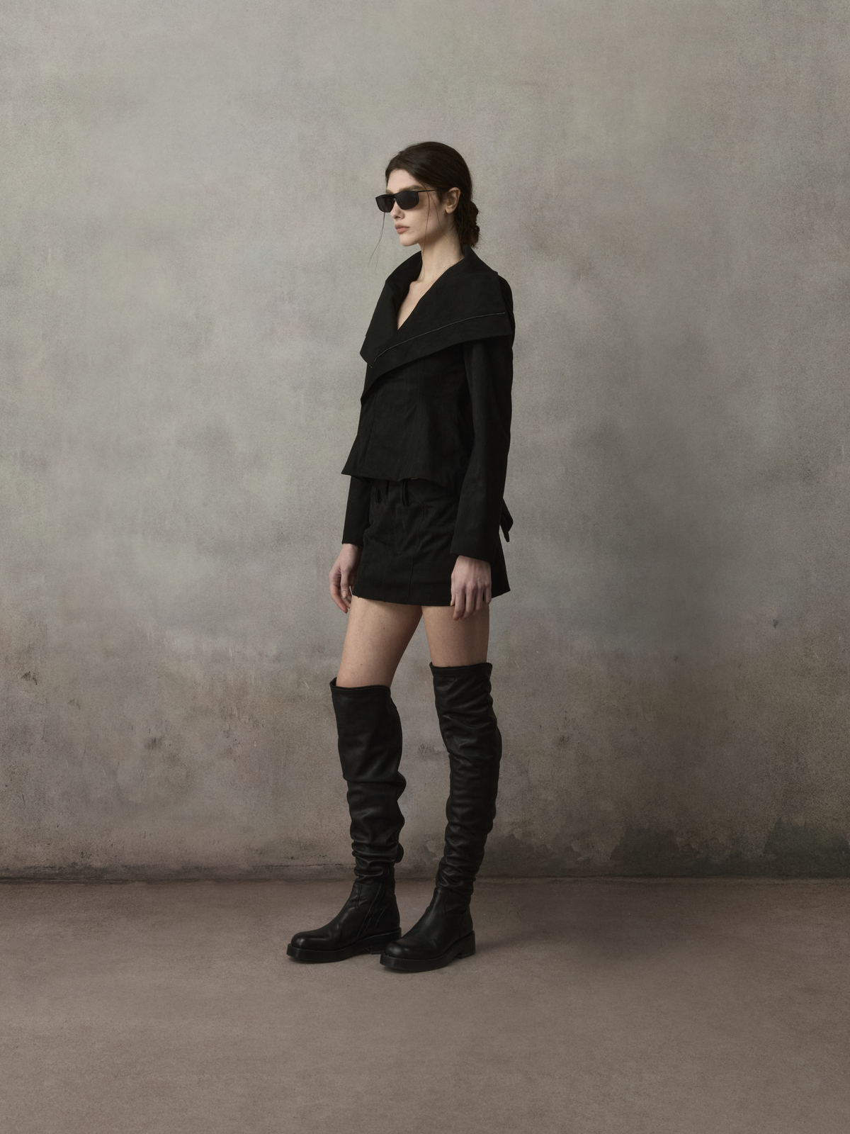 Black Suede Waisted Jacket
