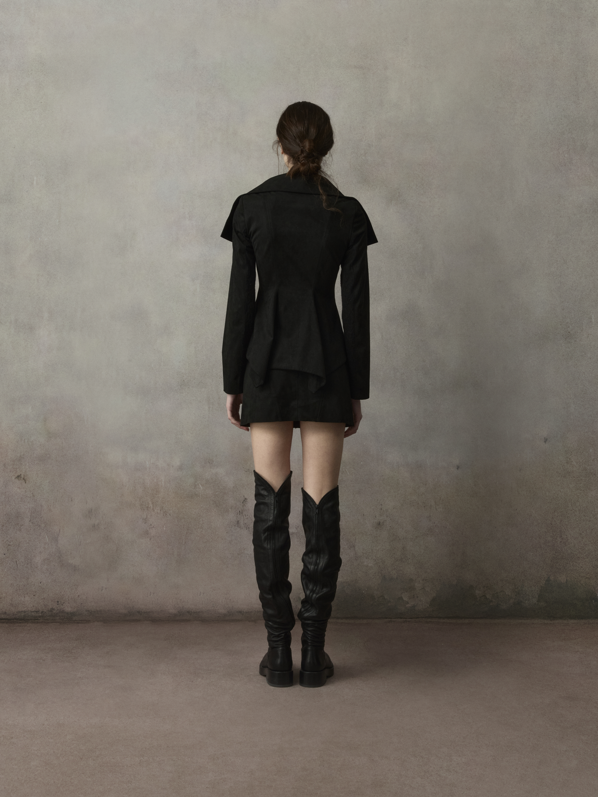 Black Suede Waisted Jacket