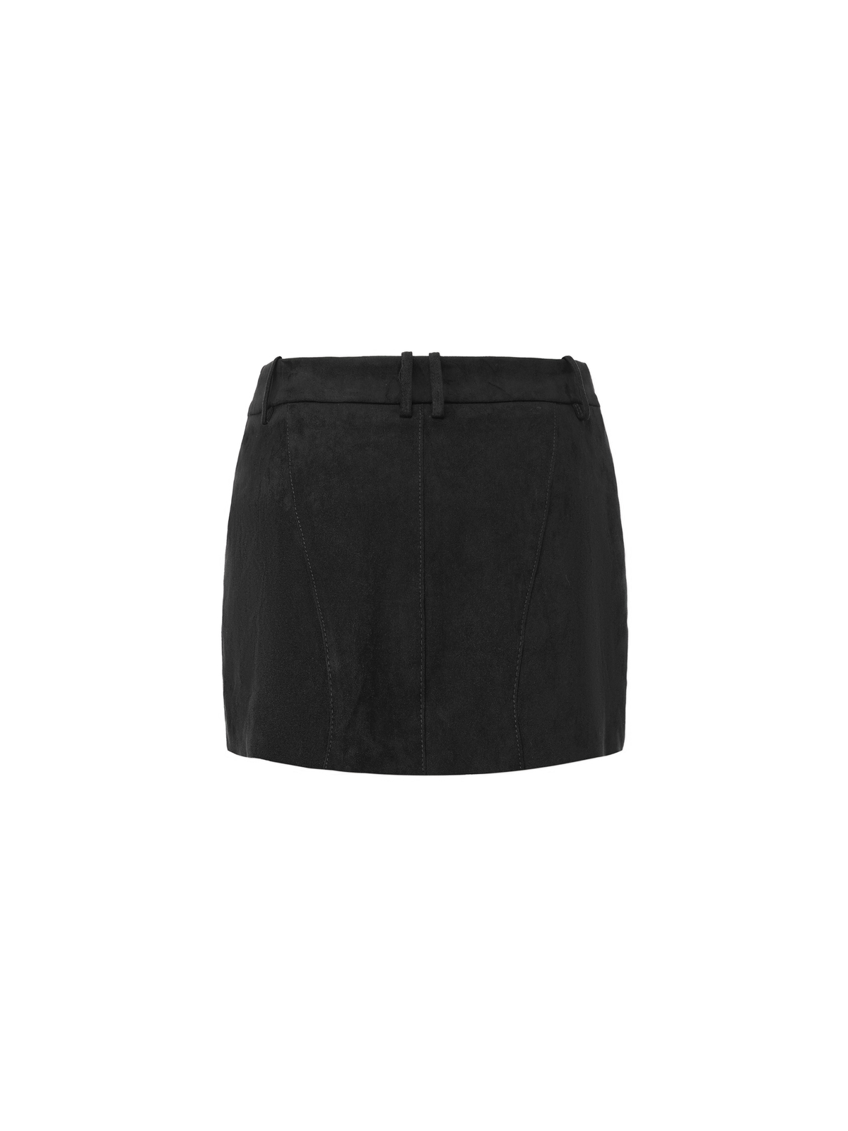 Black Suede Low-Waist Mini Skort