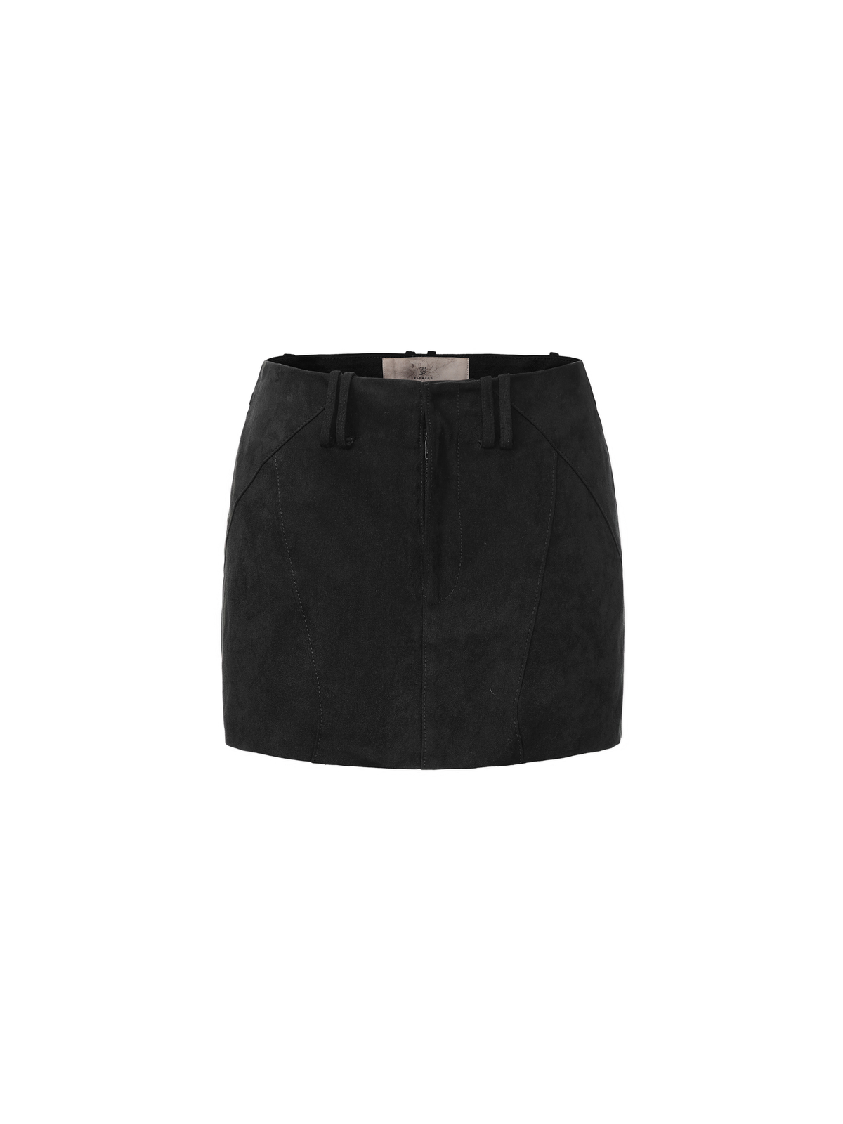 Black Suede Low-Waist Mini Skort