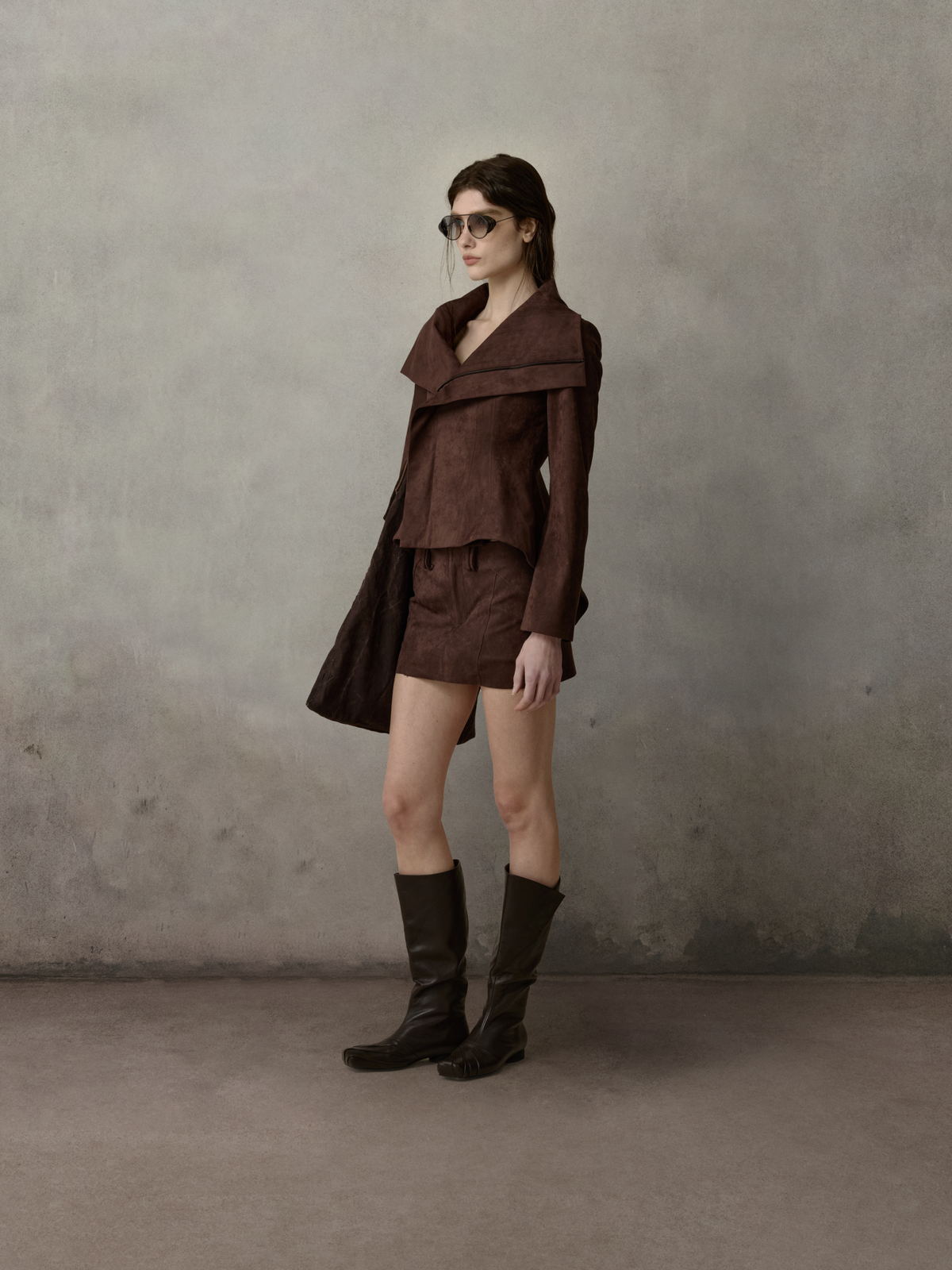 Chocolate Suede Waisted Jacket
