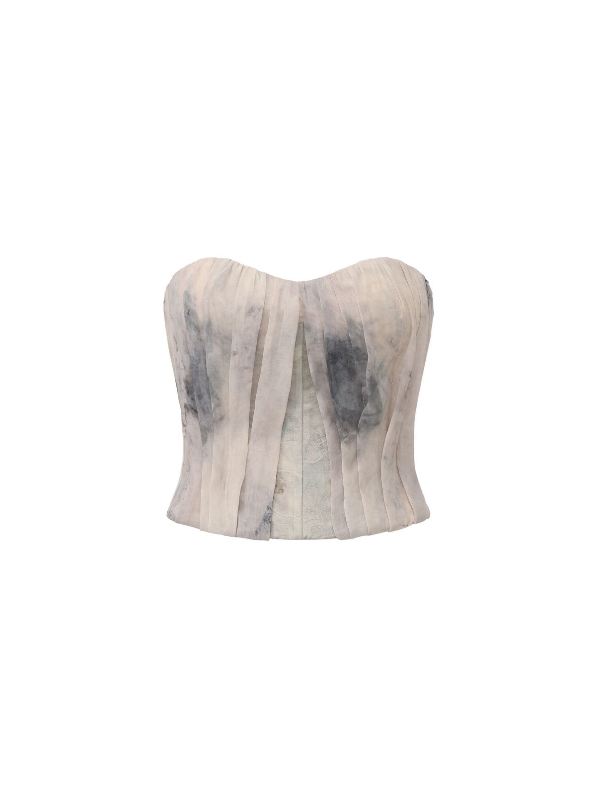 Ink Print Crinkled Bandeau Top