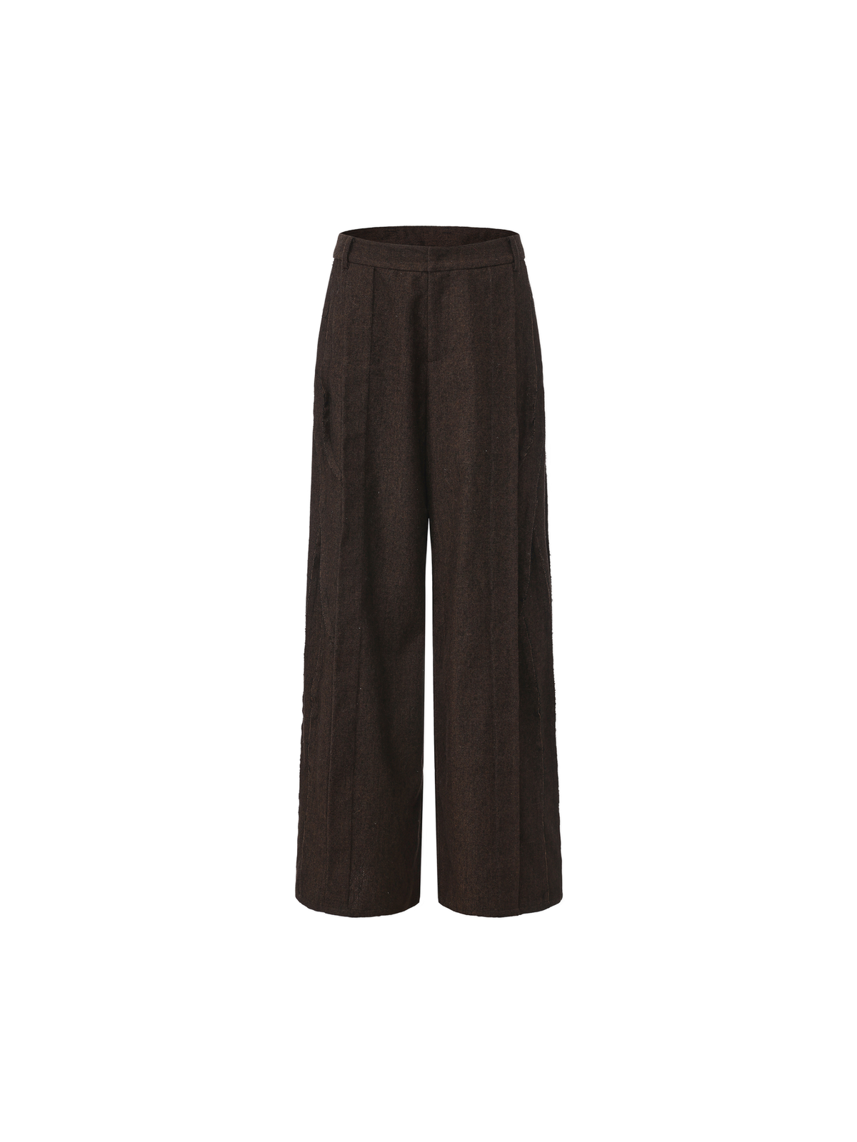 Dark Brown Panelled Wool Pants