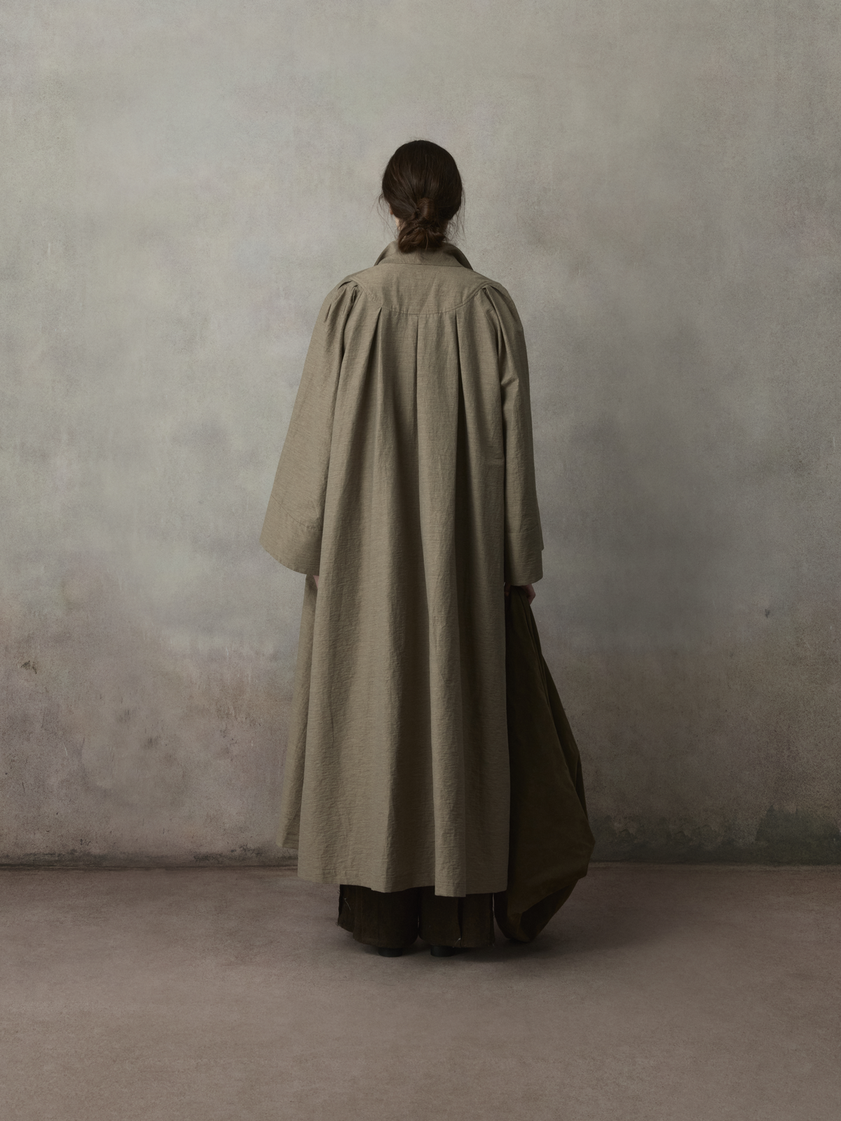 Taupe Pleated Oversized Trench Coat