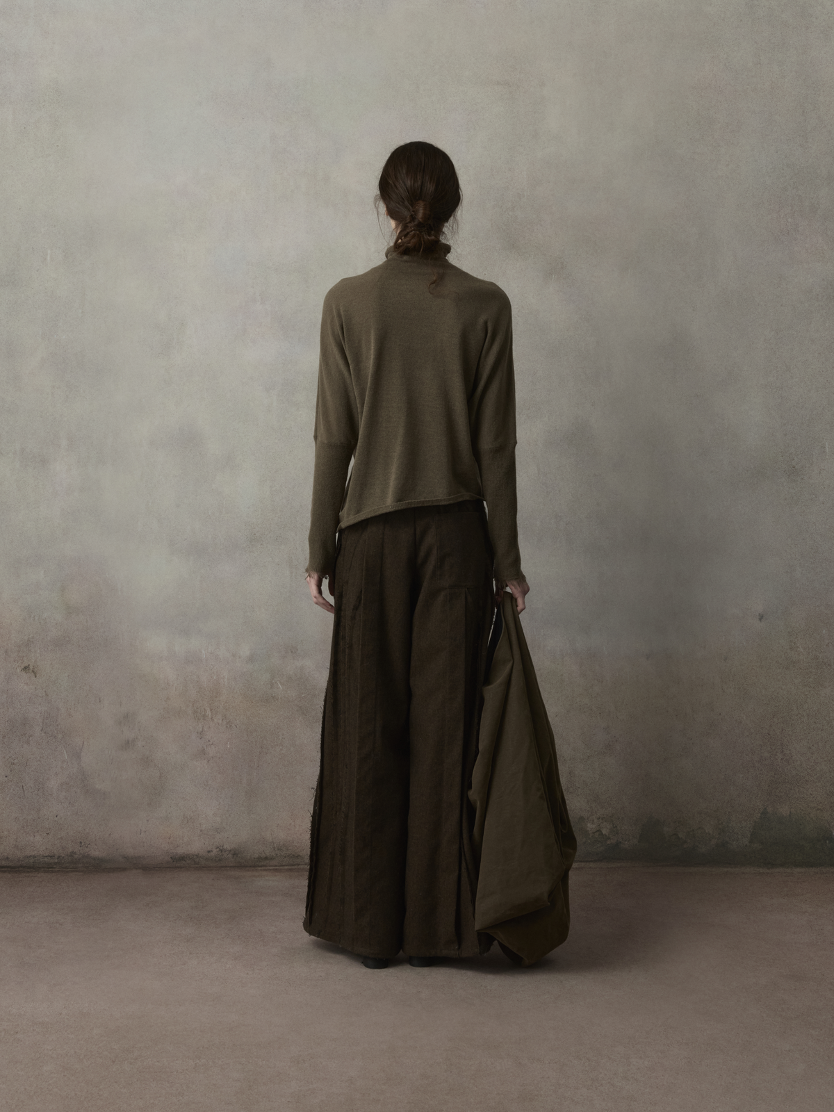 Raw-Edge Mock Neck Knit Top