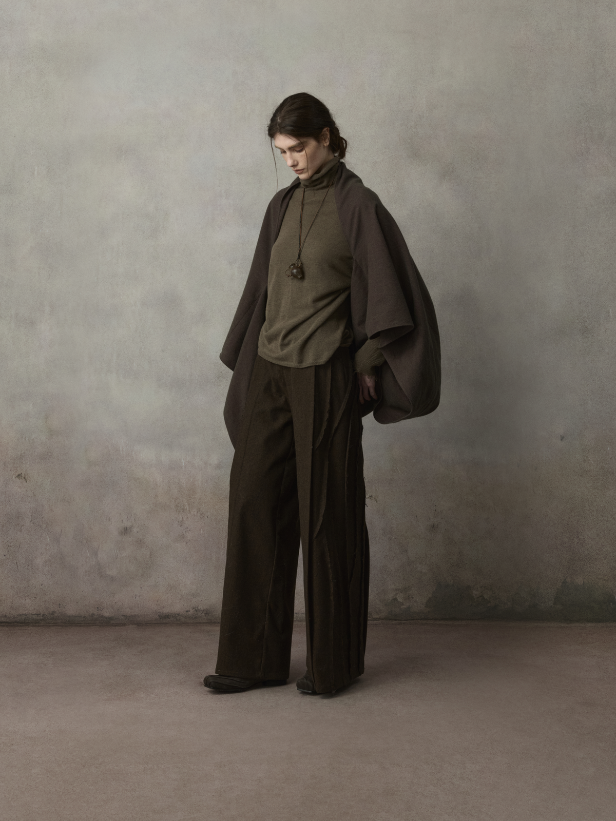 Raw-Edge Mock Neck Knit Top
