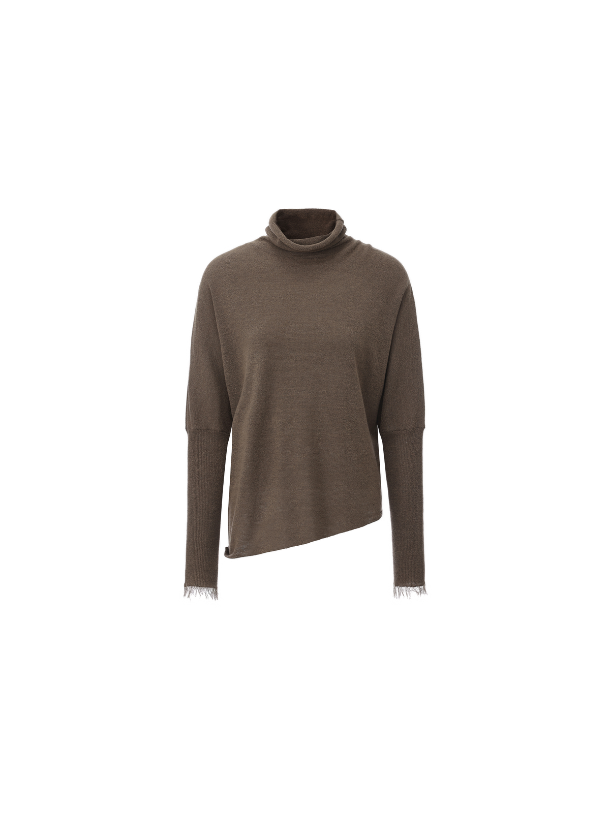 Raw-Edge Mock Neck Knit Top