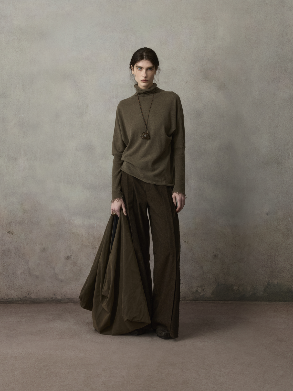 Raw-Edge Mock Neck Knit Top