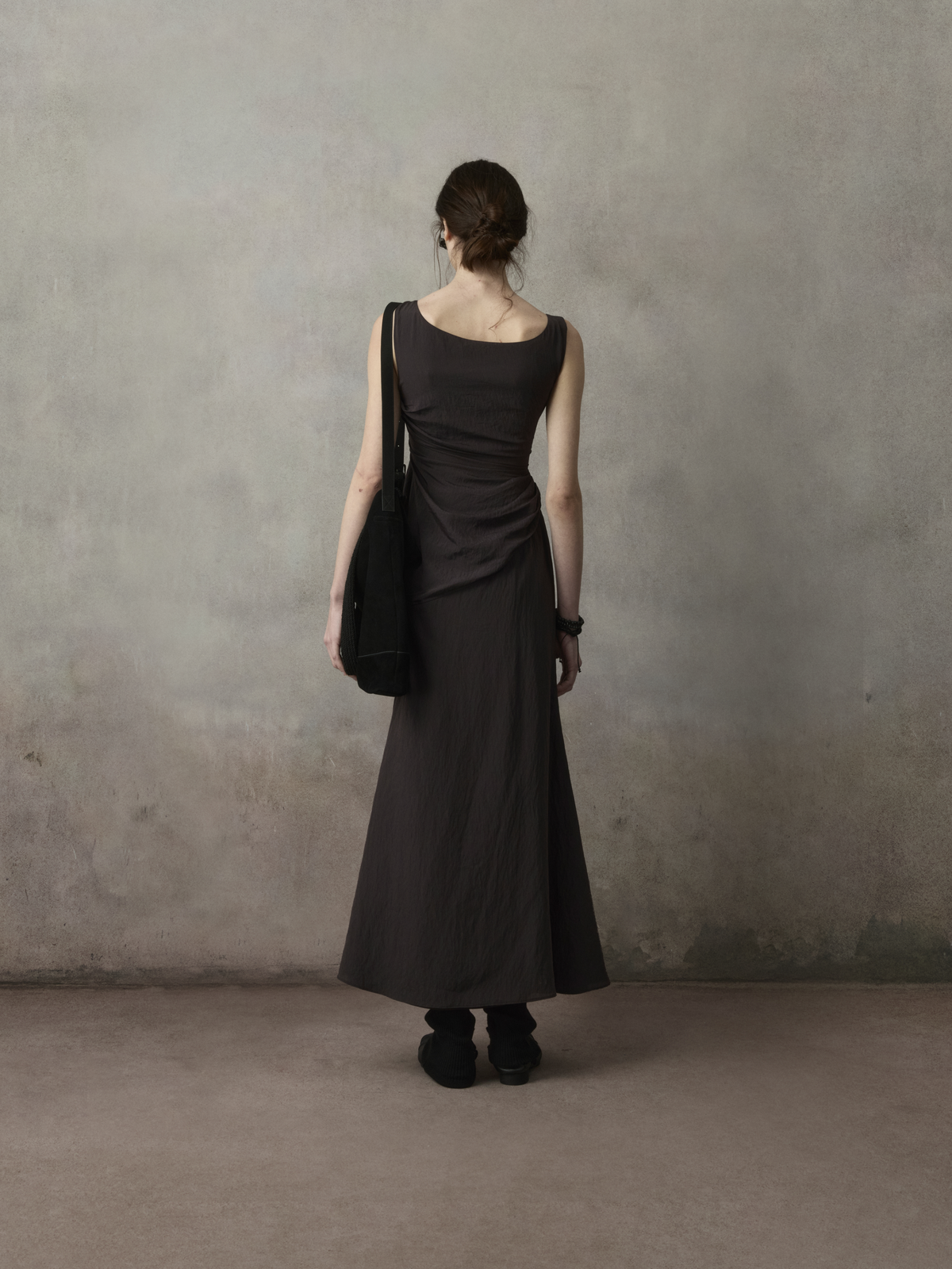 Duvier Blue Asymmetric Pleated Maxi Skirt