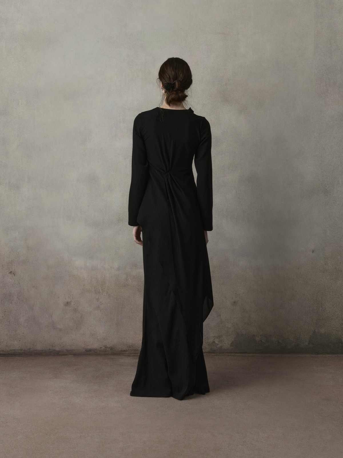 Black Paneled Mermaid Midi Skirt
