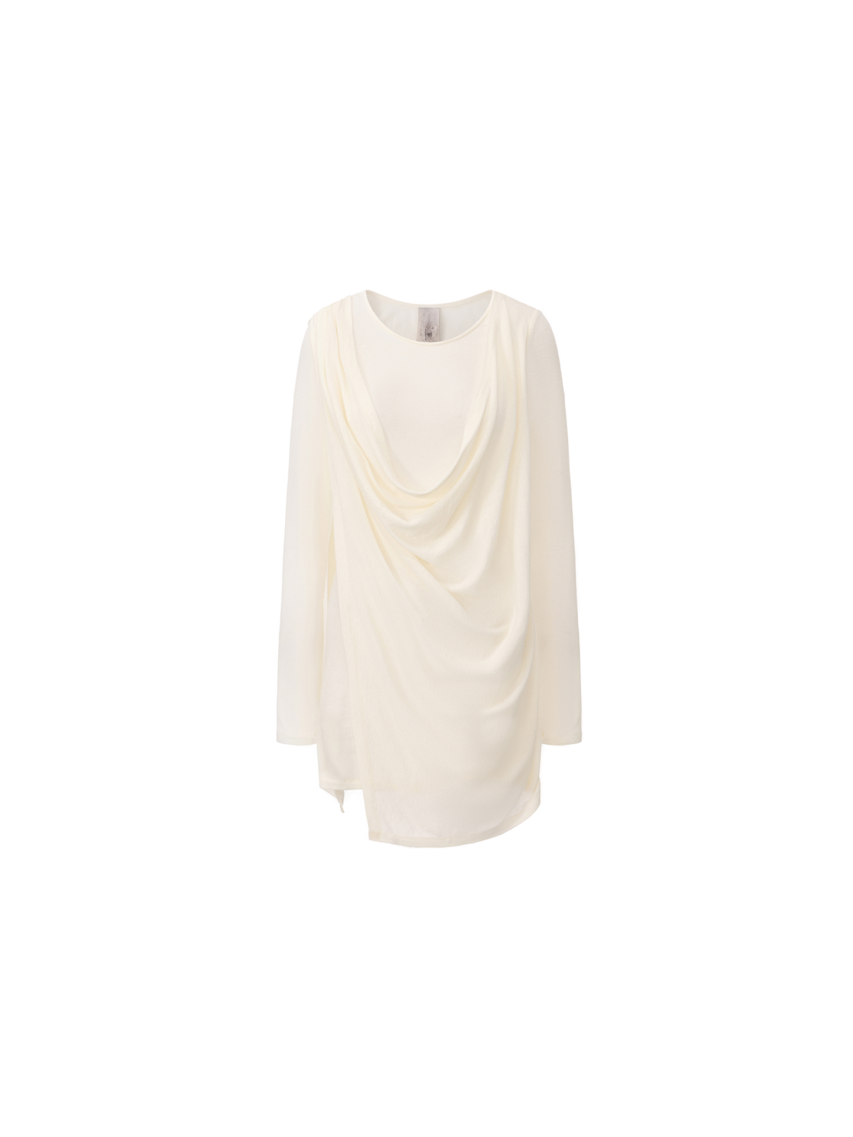 Beige Loose-Fit Draped Panel Knit Top