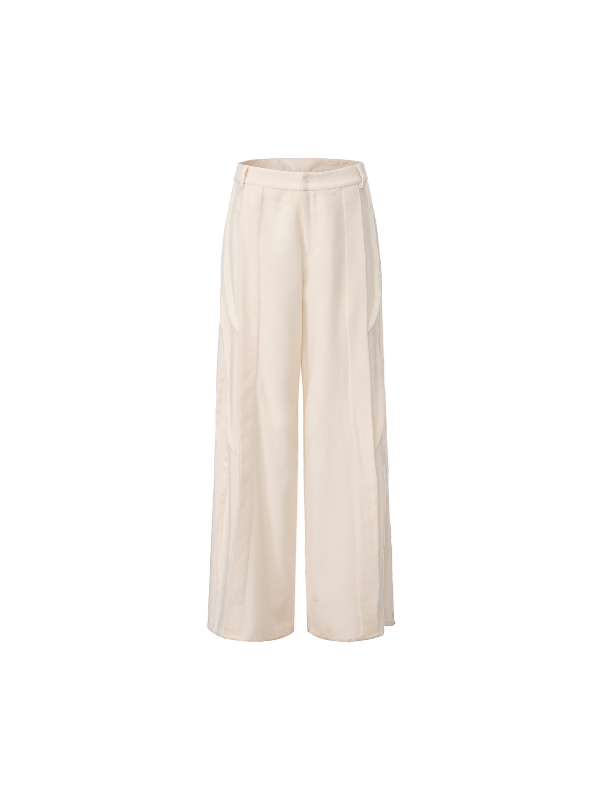 Beige Panelled Wool Pants