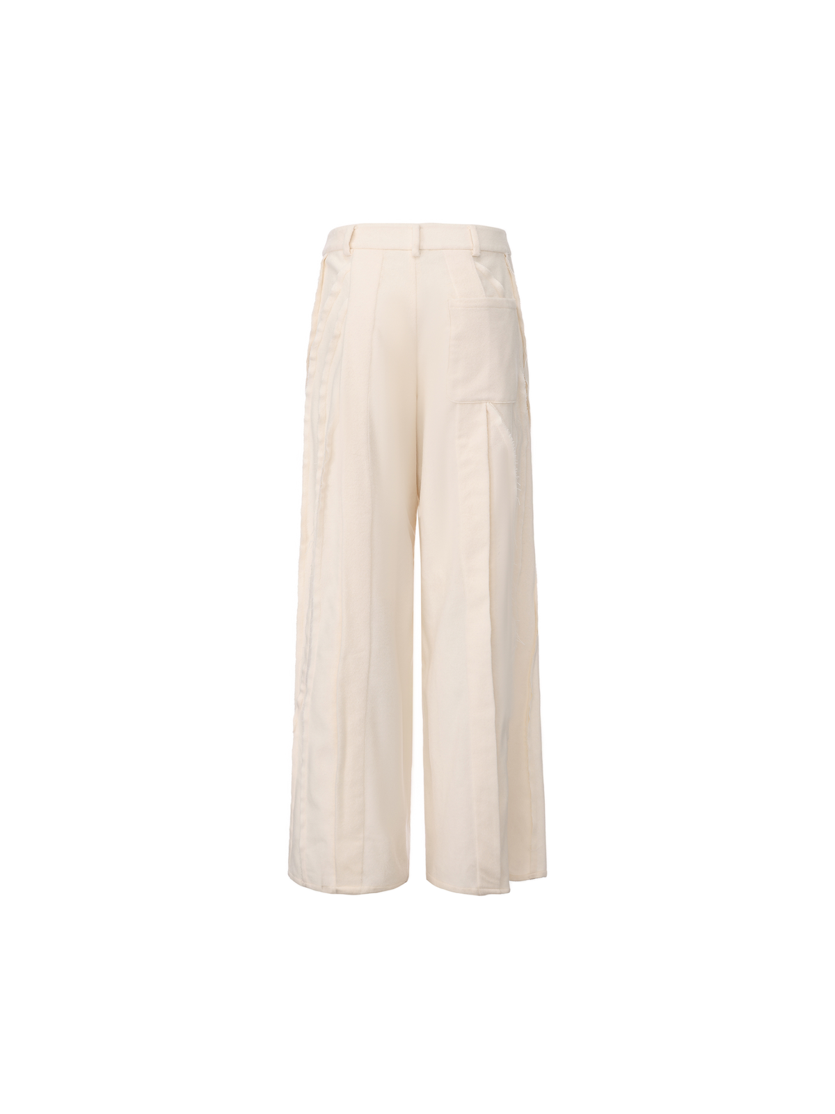 Beige Panelled Wool Pants